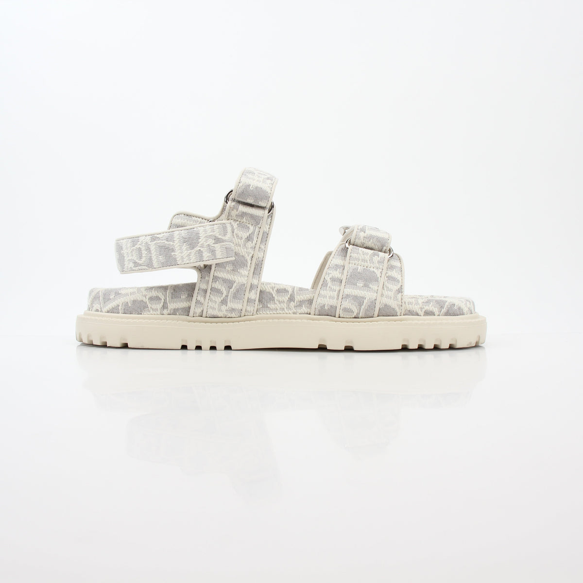 Christian Dior White and Gray Dioract Oblique Sandals