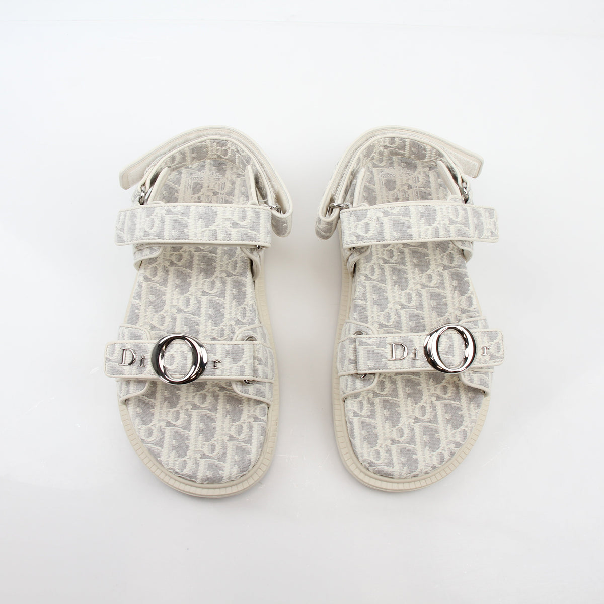 Christian Dior White and Gray Dioract Oblique Sandals