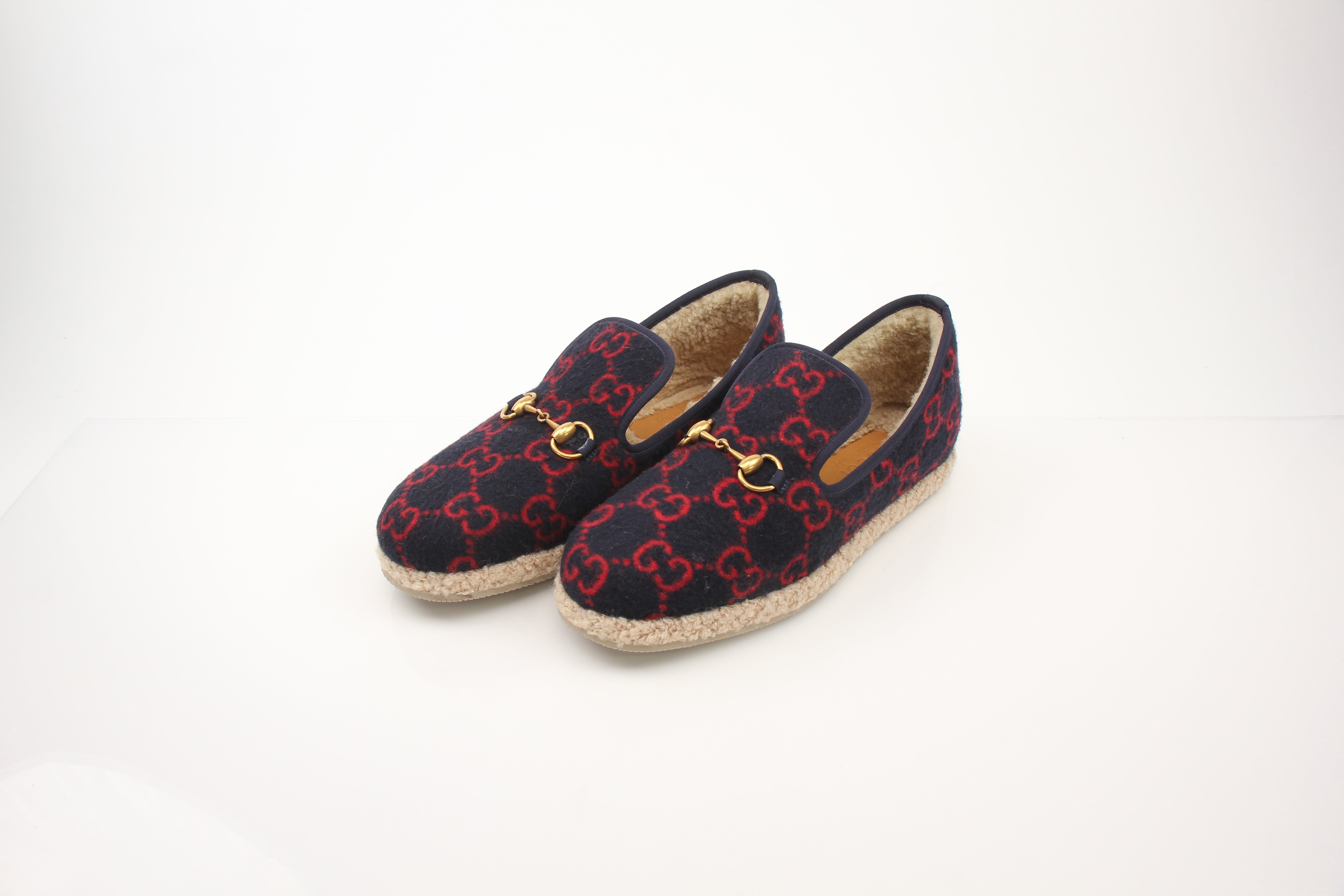 Gucci Men’s Fria Horsebit GG Wool Espadrille Loafers