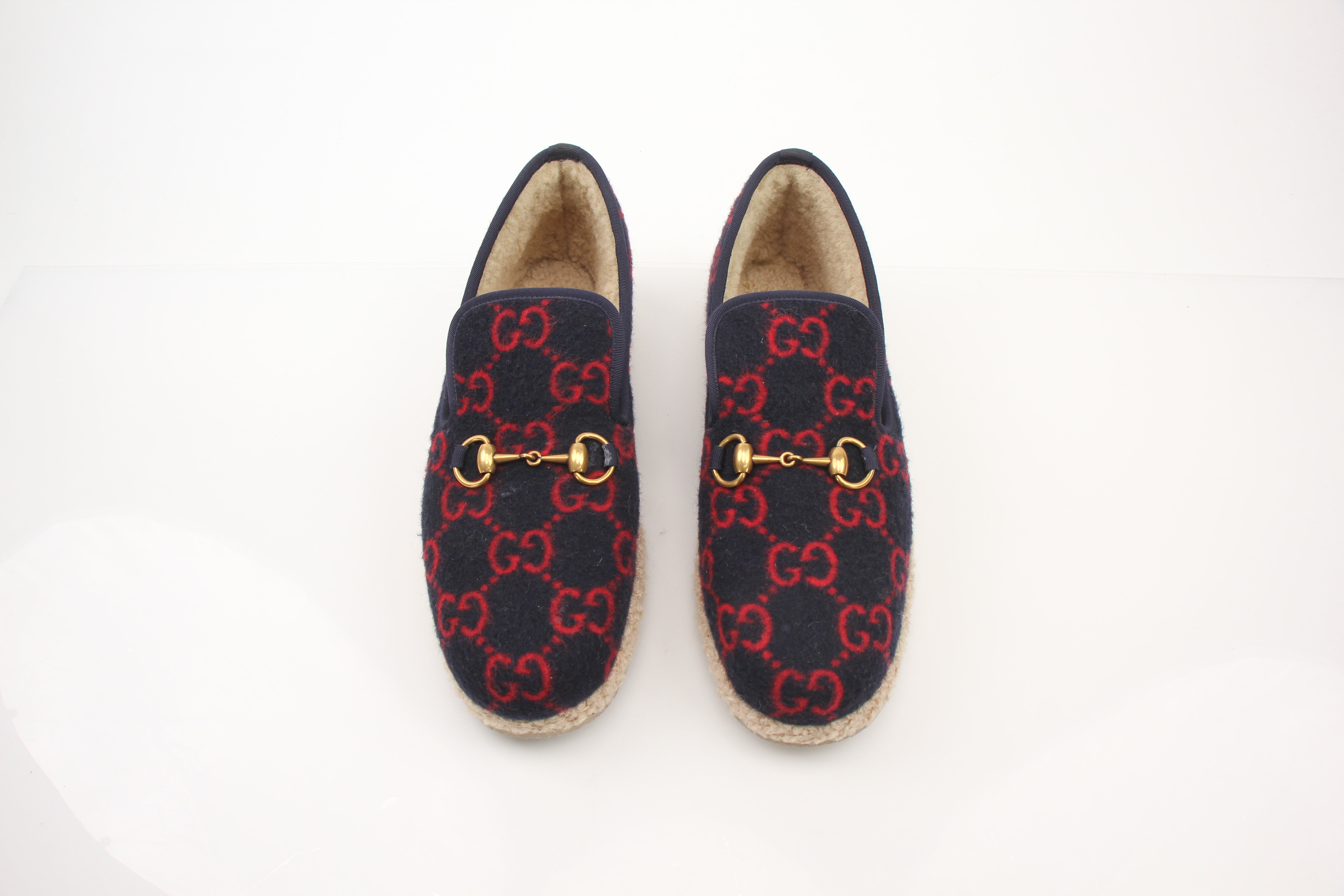 Gucci Men’s Fria Horsebit GG Wool Espadrille Loafers