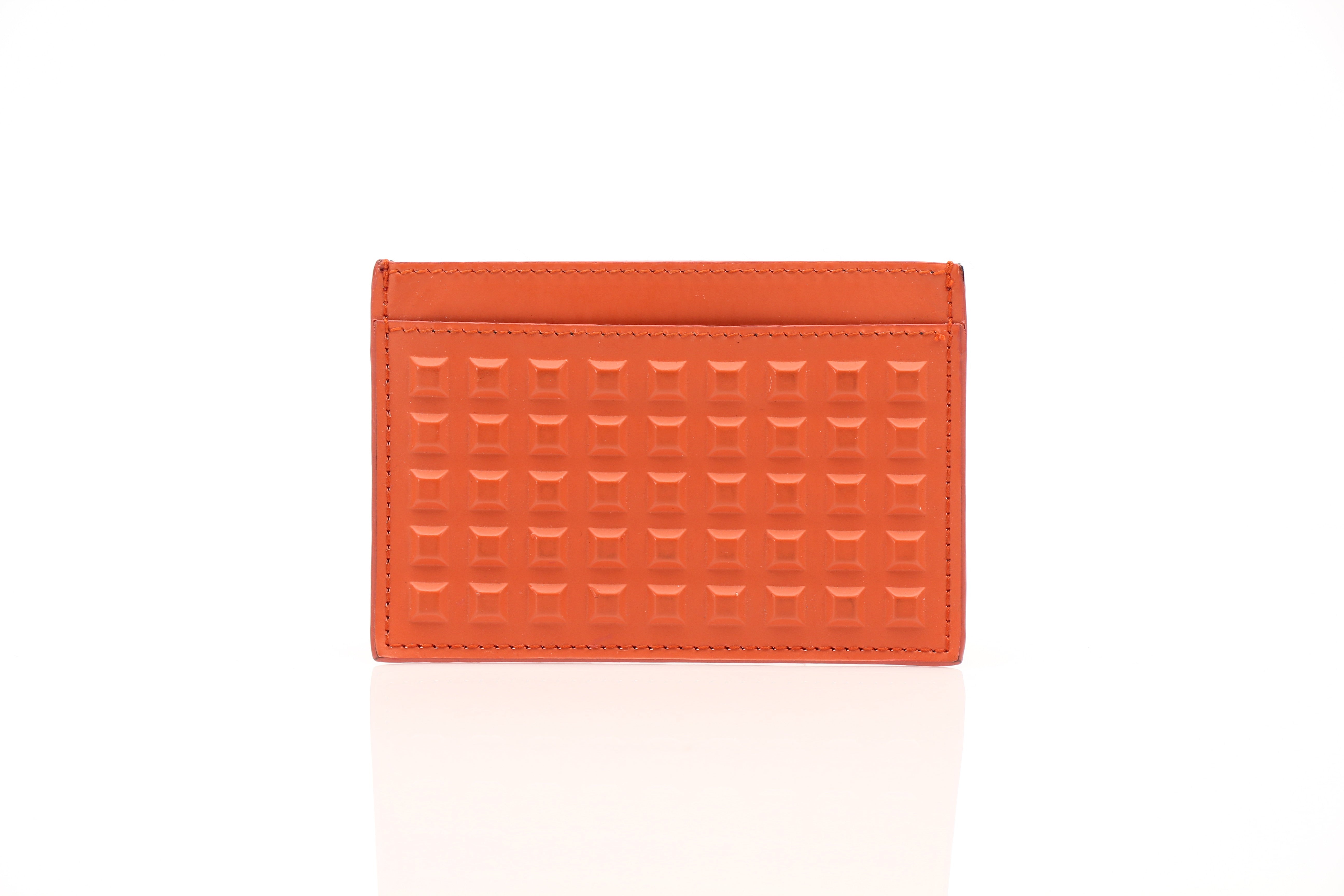 Balenciaga Textured Orange Card Case Wallet