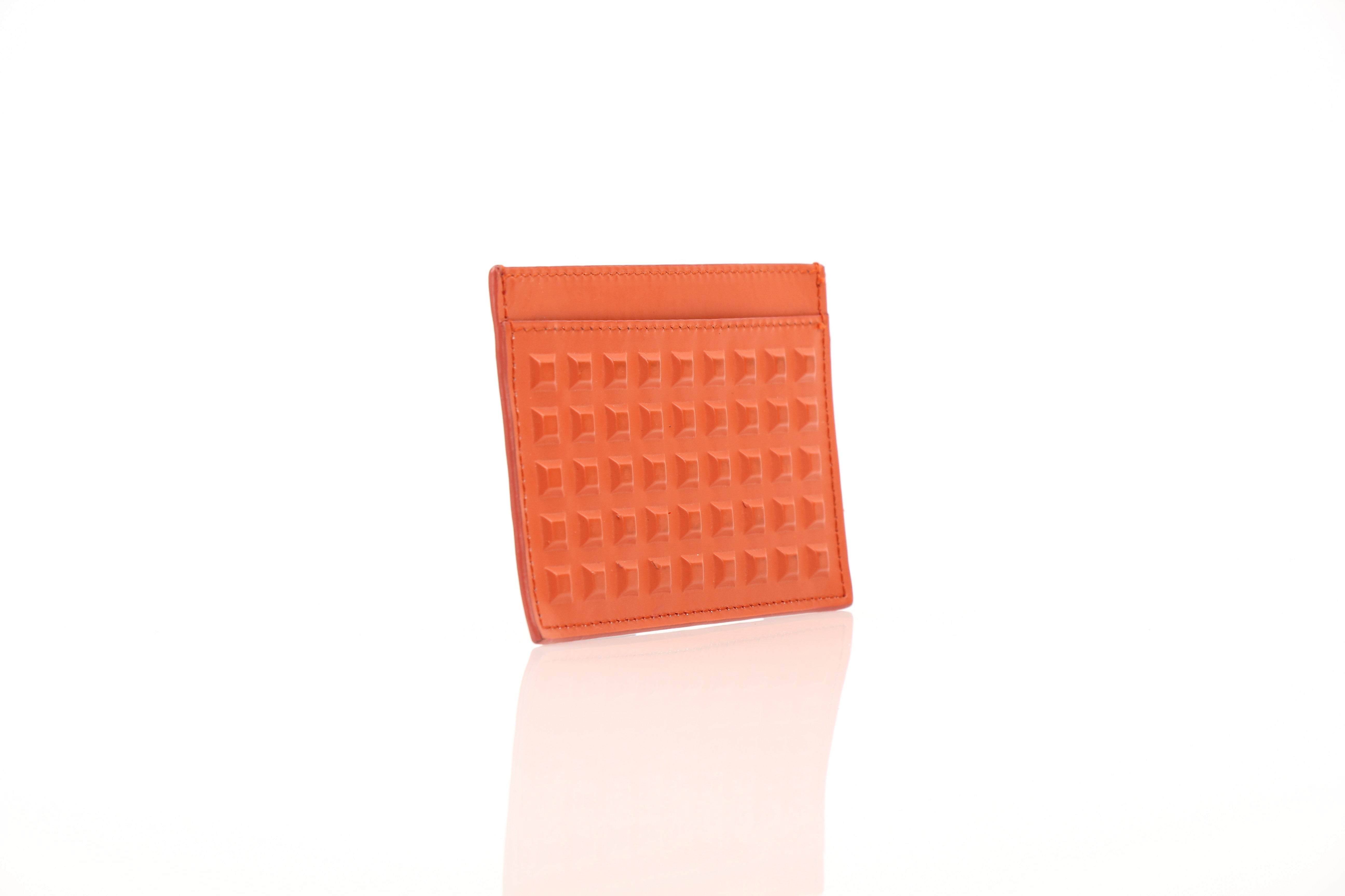 Balenciaga Textured Orange Card Case Wallet