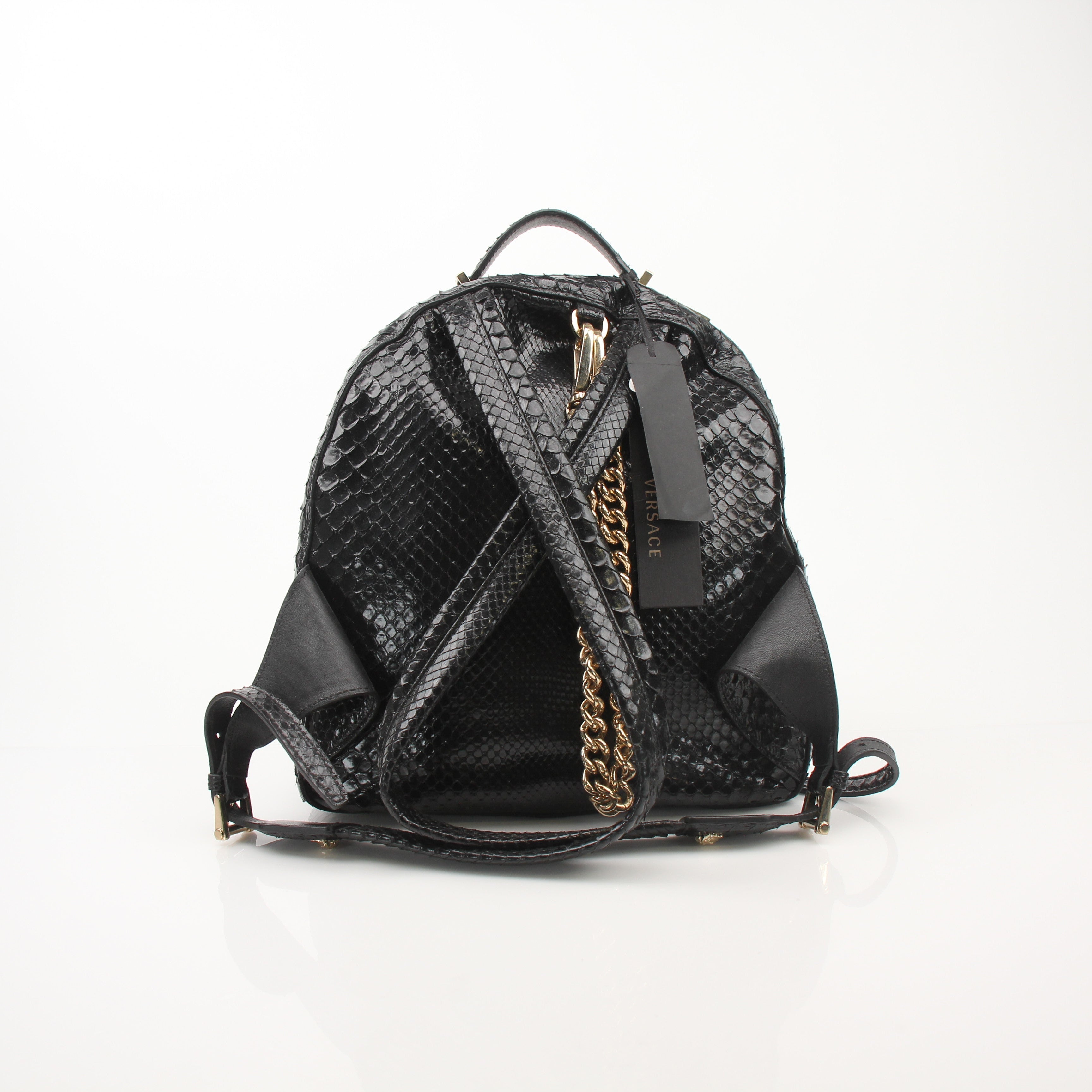 Versace Black Python-Embossed Medusa Backpack