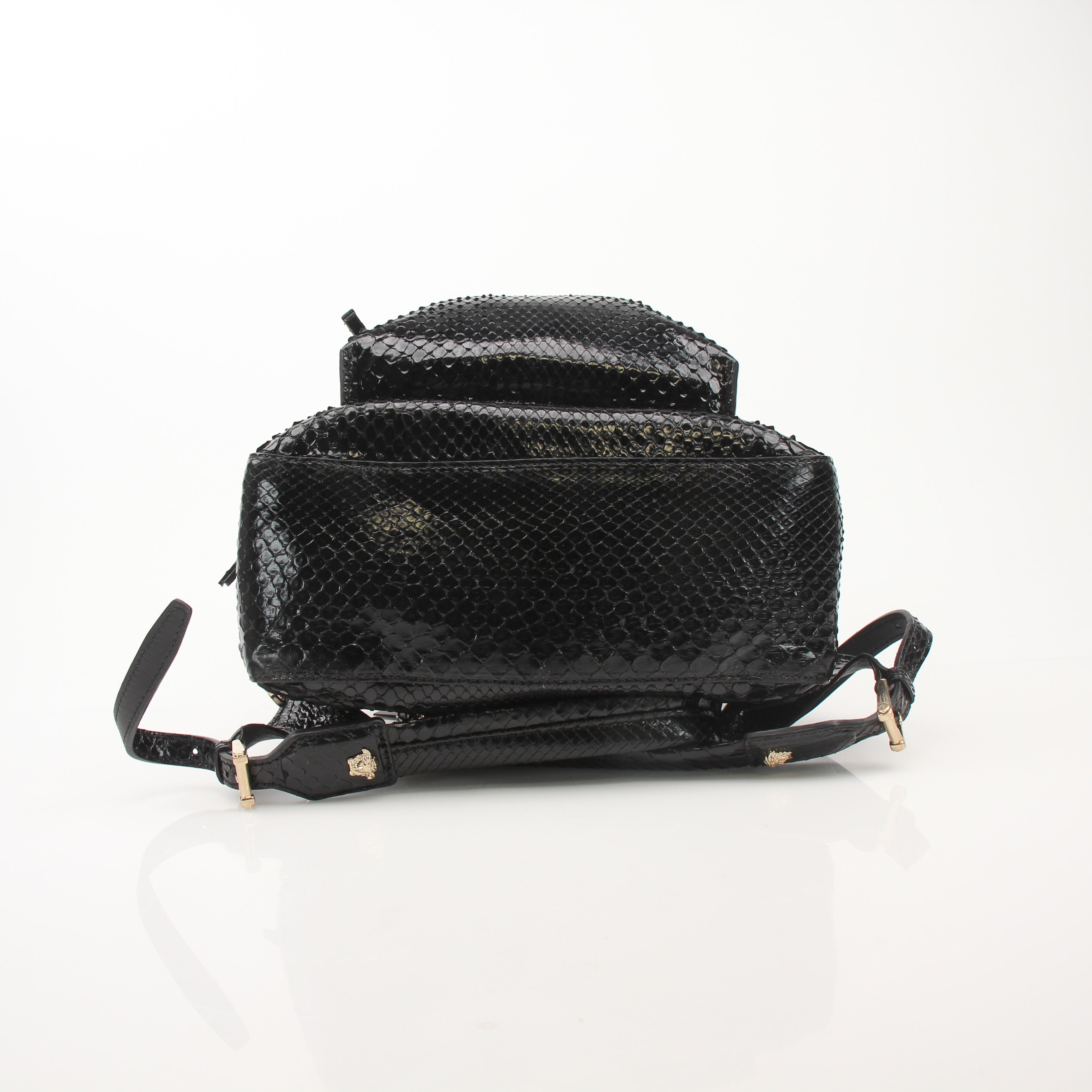 Versace Black Python-Embossed Medusa Backpack
