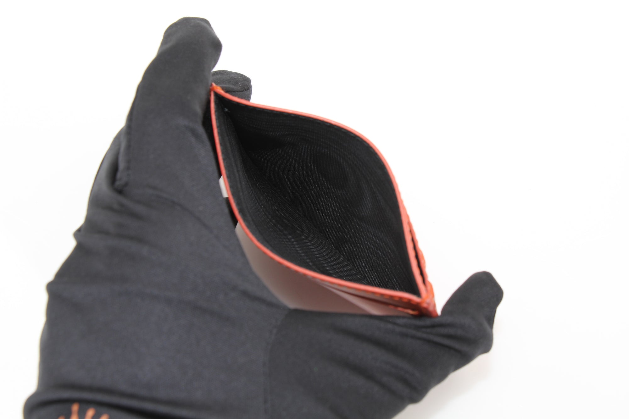 Balenciaga Textured Orange Card Case Wallet