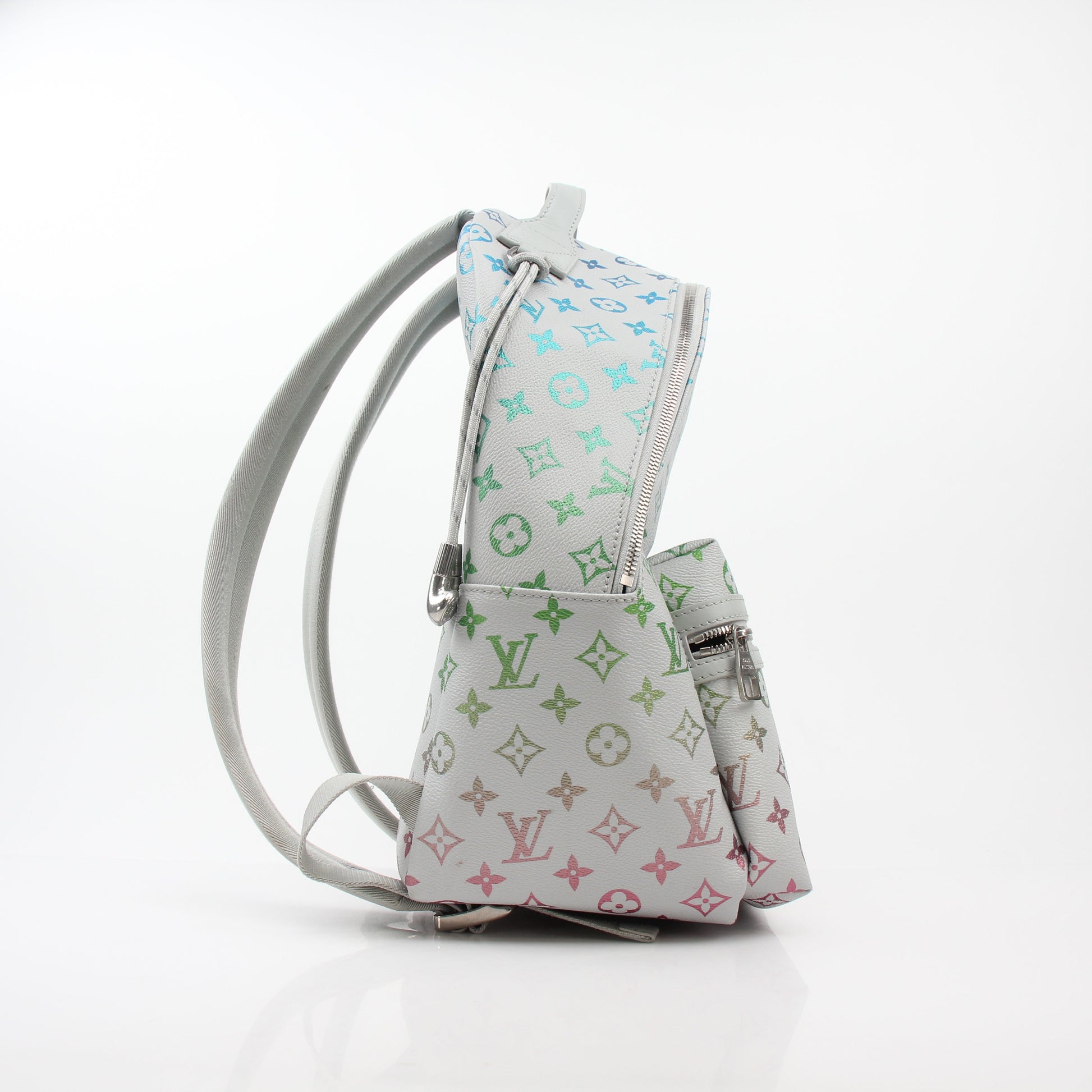 Louis Vuitton Iridescent Monogram Discovery Backpack PM, a stylish travel bag with metallic finish and monogram pattern.