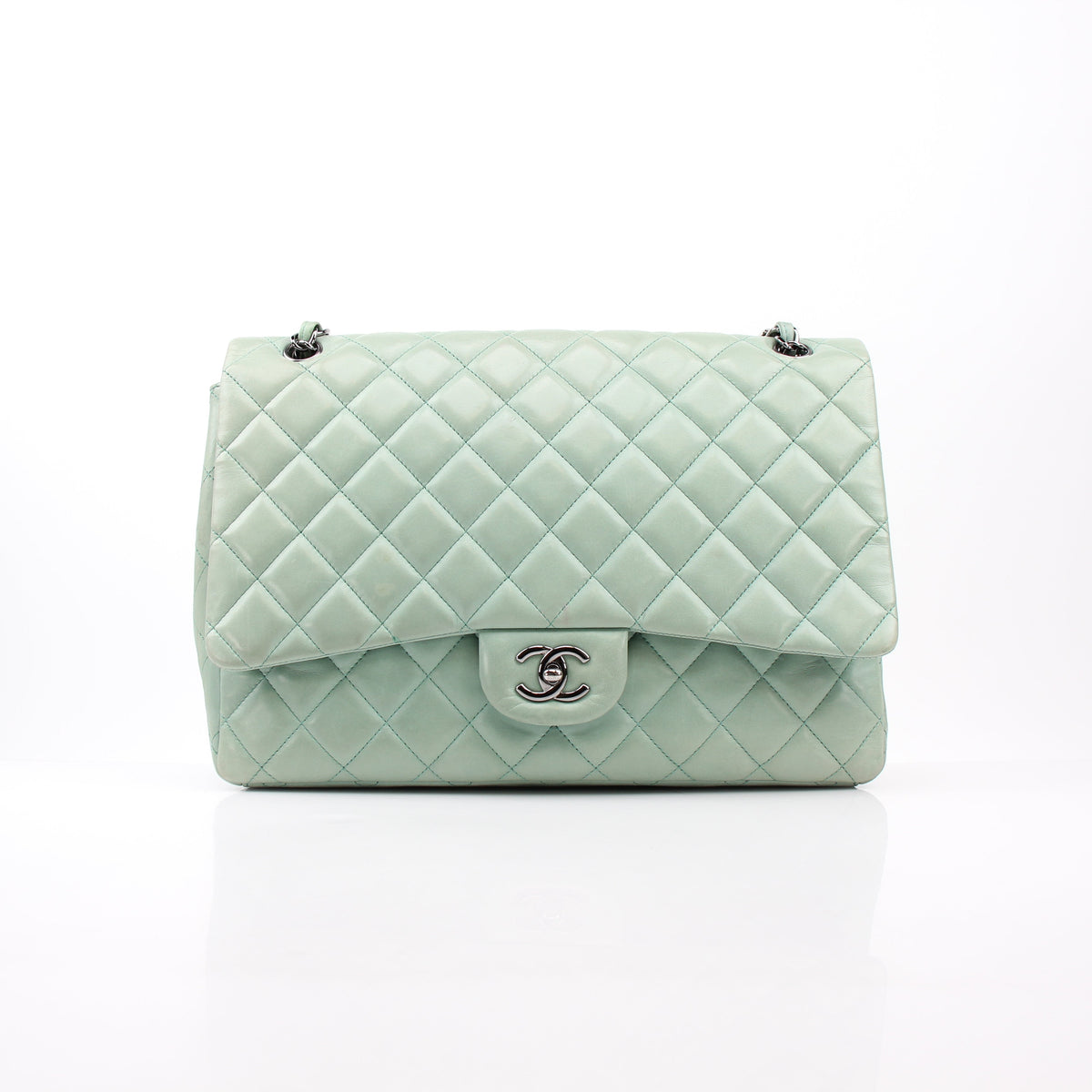Chanel Light Mint Green Jumbo Classic Flap Bag