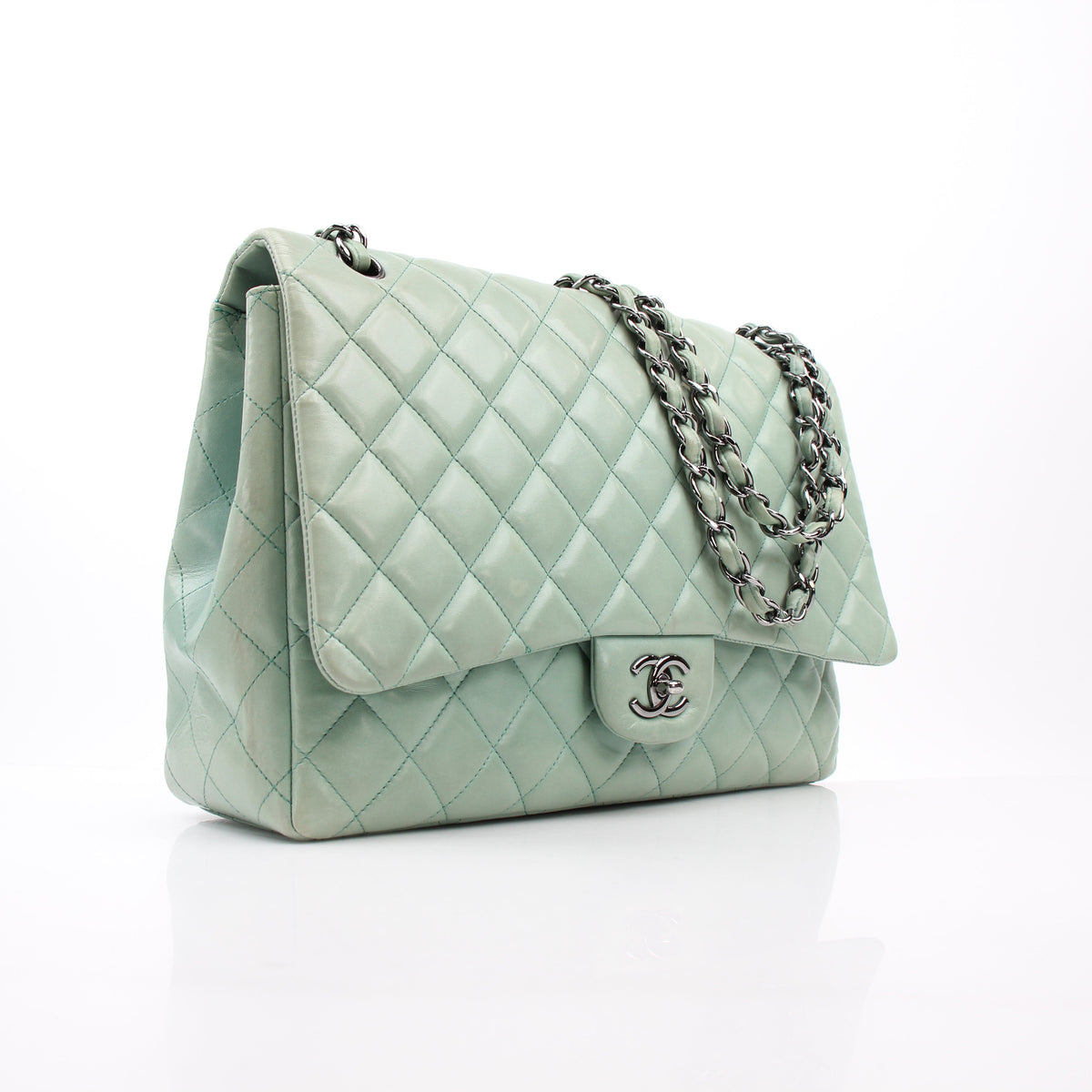 Chanel Light Mint Green Jumbo Classic Flap Bag