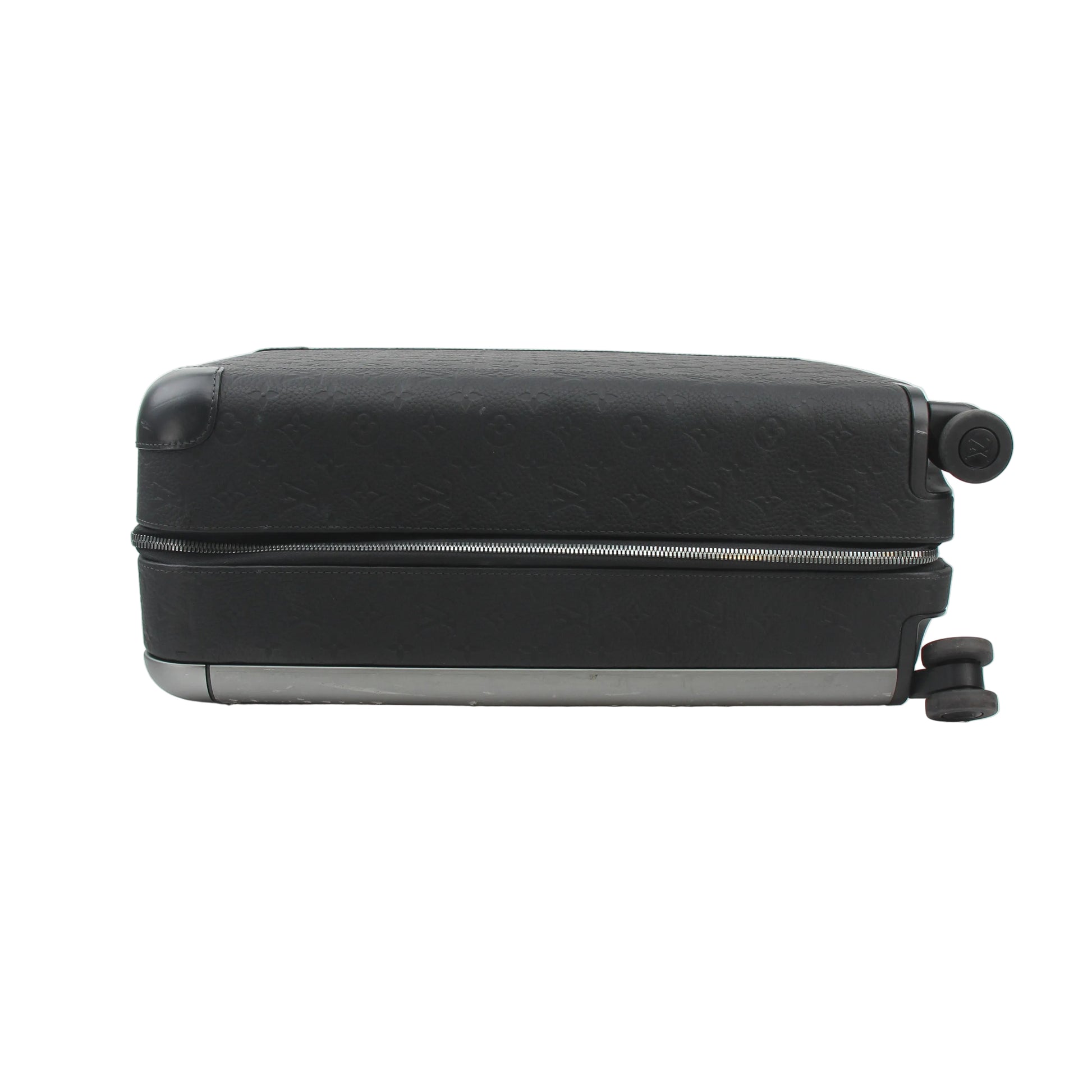 Black Louis Vuitton Horizon 55 Taurillon Monogram rolling luggage, durable travel bag with sleek design.