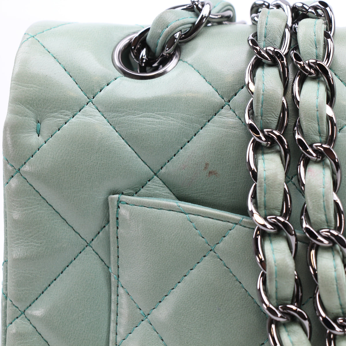 Chanel Light Mint Green Jumbo Classic Flap Bag