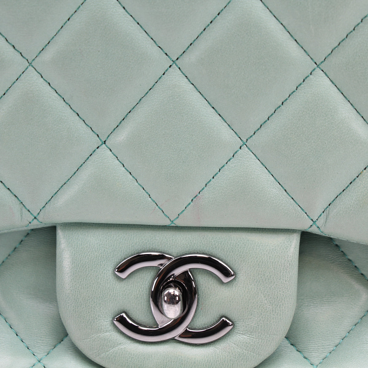 Chanel Light Mint Green Jumbo Classic Flap Bag