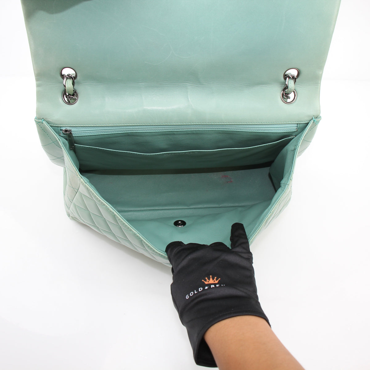 Chanel Light Mint Green Jumbo Classic Flap Bag