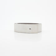 Hermès white and Etoupe reversible leather belt strap for accessories, showing the smooth leather surface and reversible design.