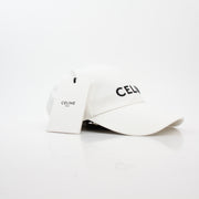 Celine White Cotton Baseball Cap