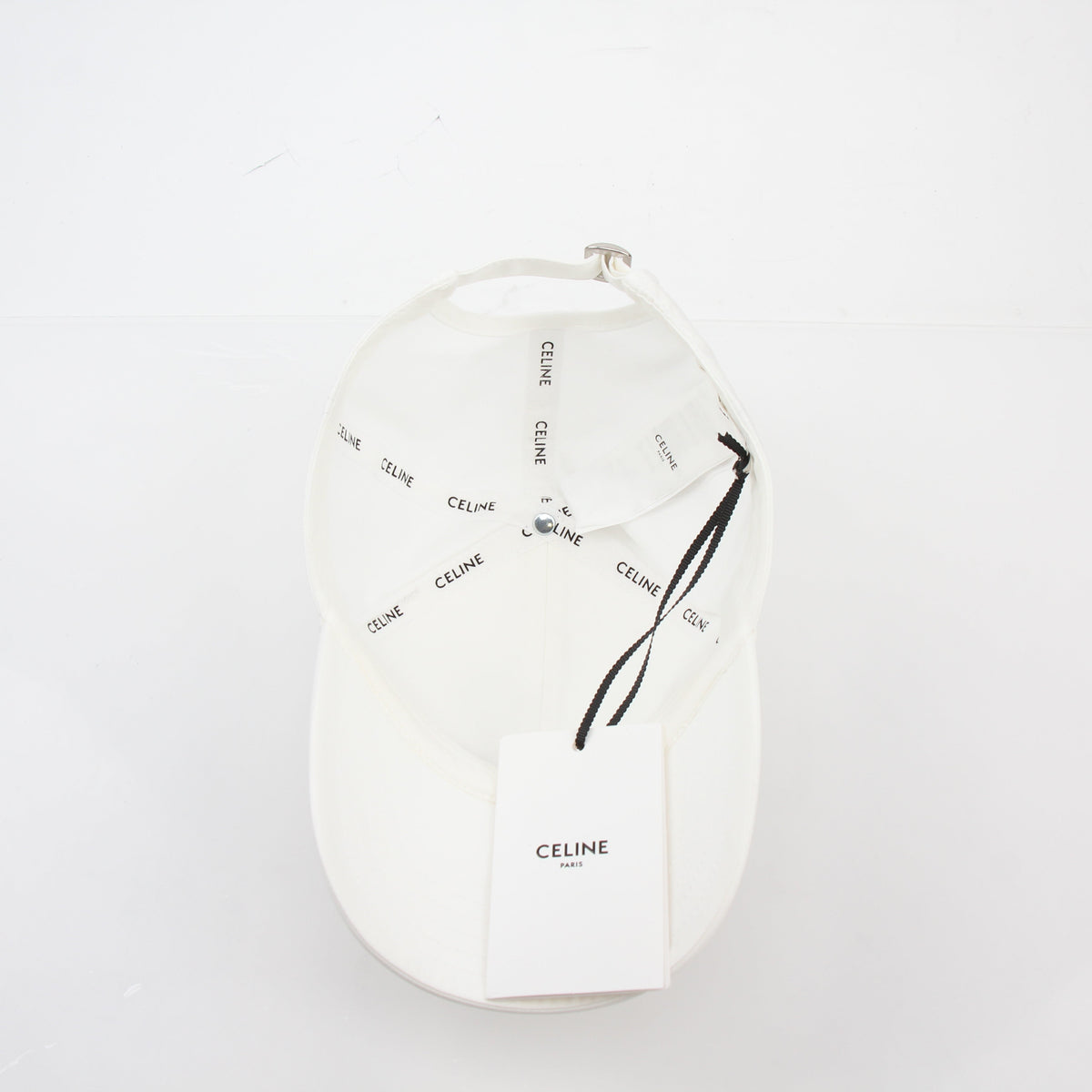 Celine White Cotton Baseball Cap