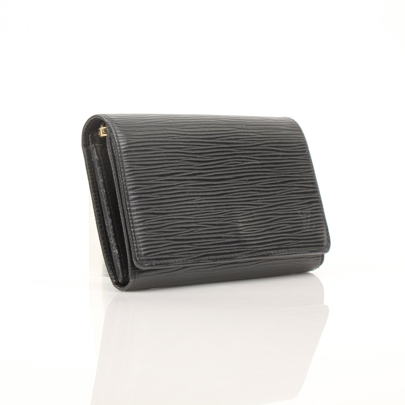 Louis Vuitton Epi Ebene wallet by Gold & Beyond, featuring textured leather, compact design, and gold-tone hardware details.