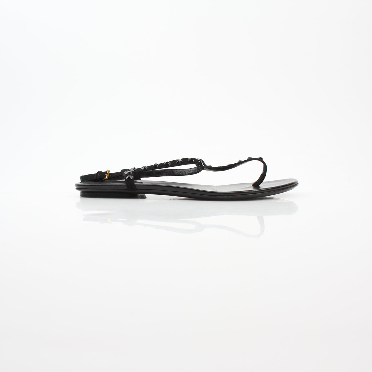 Gucci Black Crystal-Embellished T-Strap Flat Sandals