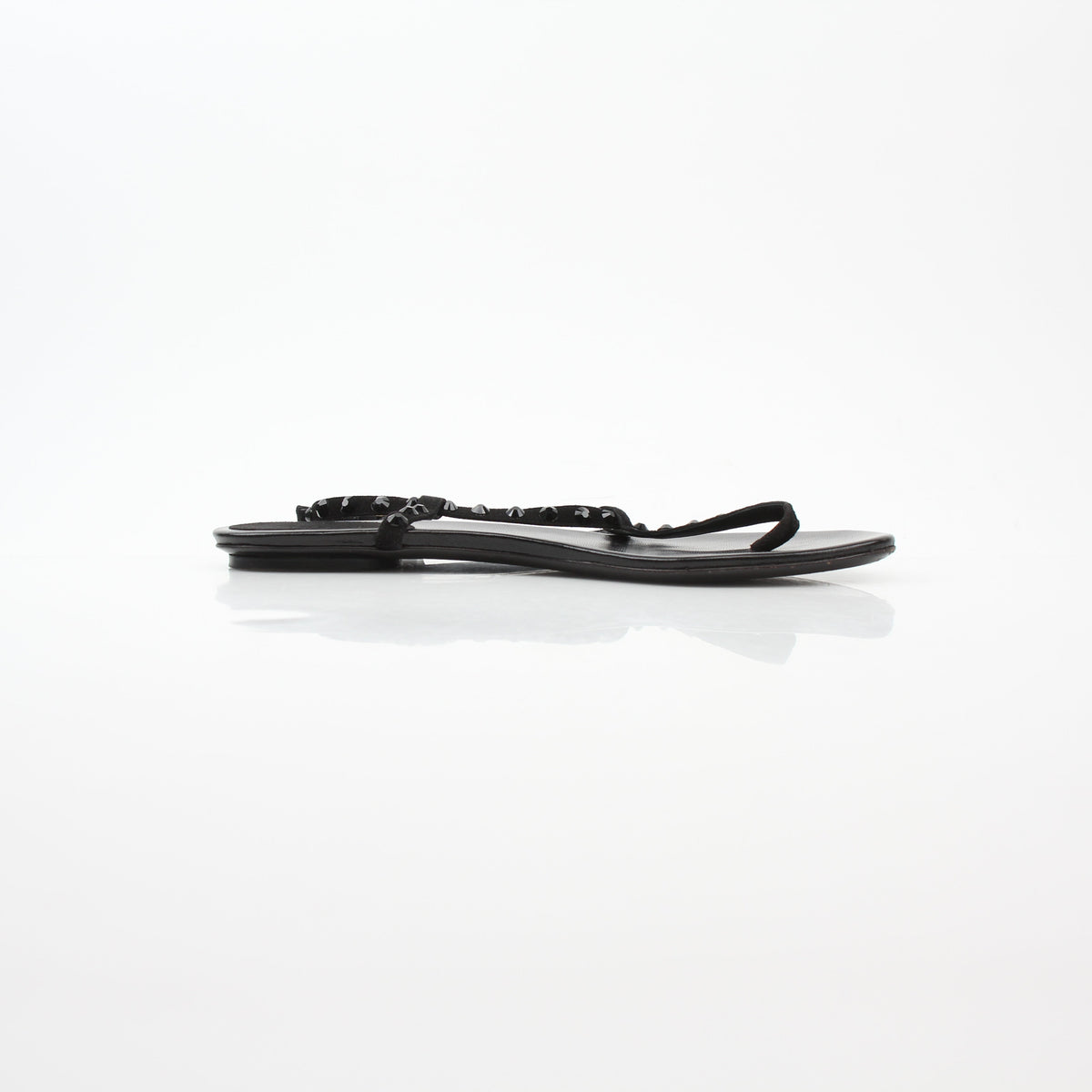 Gucci Black Crystal-Embellished T-Strap Flat Sandals