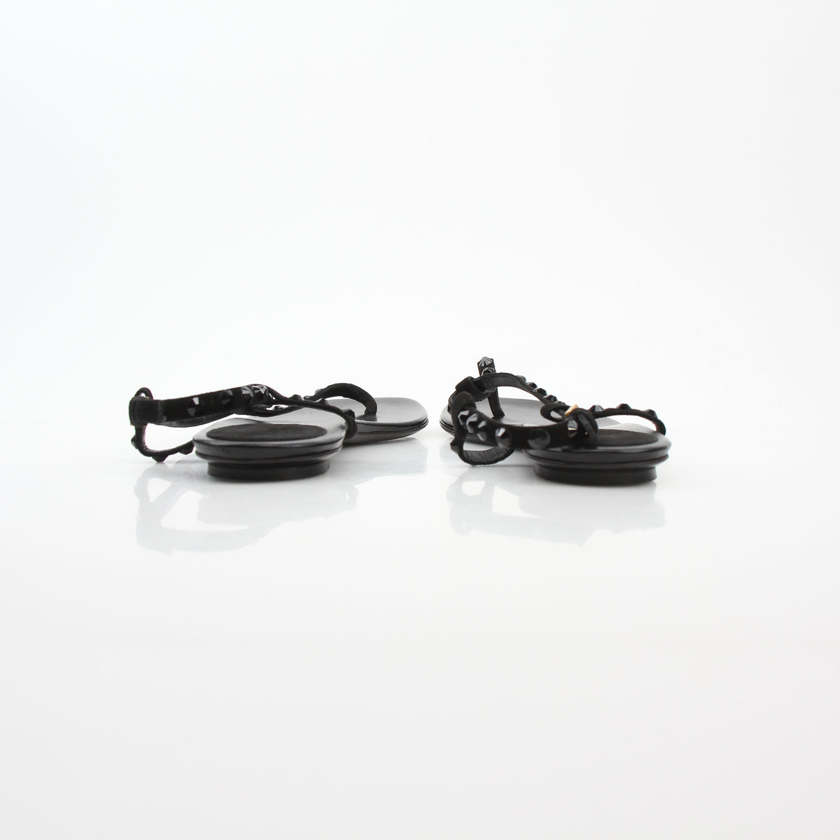 Gucci Black Crystal-Embellished T-Strap Flat Sandals