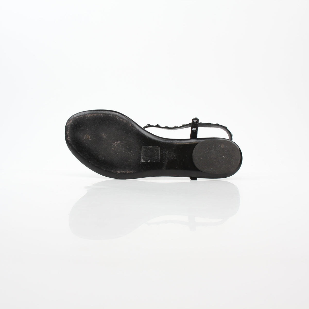 Gucci Black Crystal-Embellished T-Strap Flat Sandals