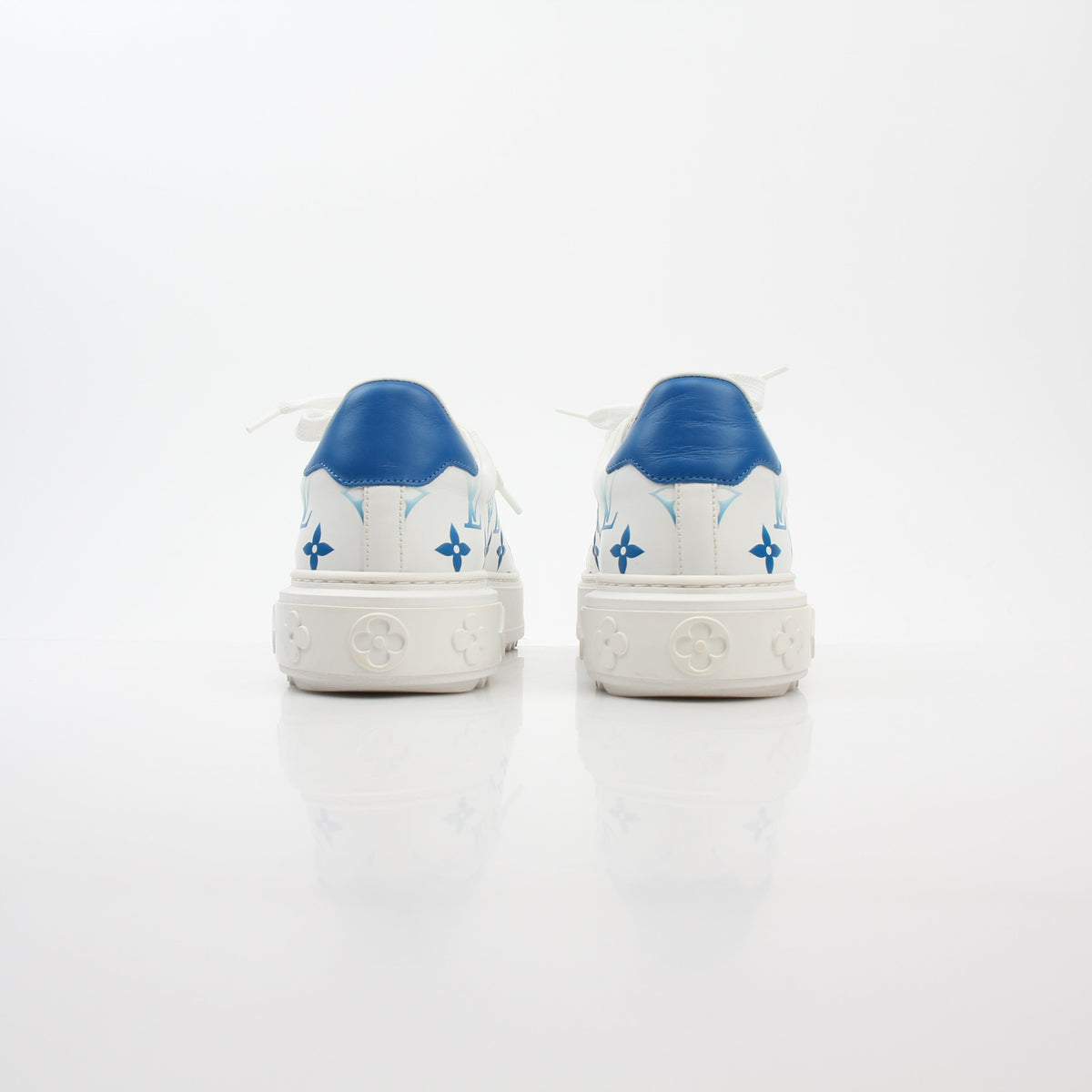 Louis Vuitton White & Blue Monogram Time Out Sneakers