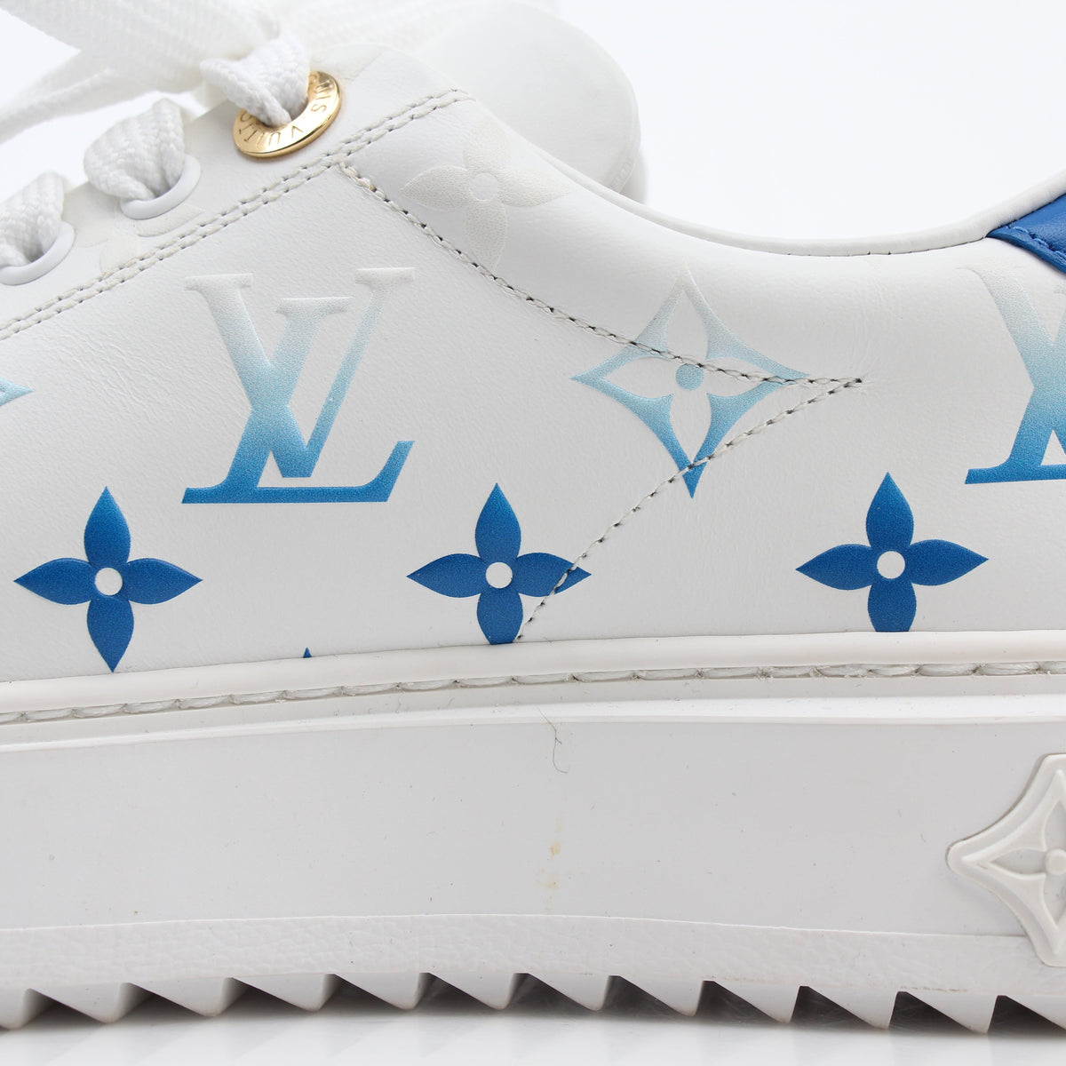 Louis Vuitton White & Blue Monogram Time Out Sneakers