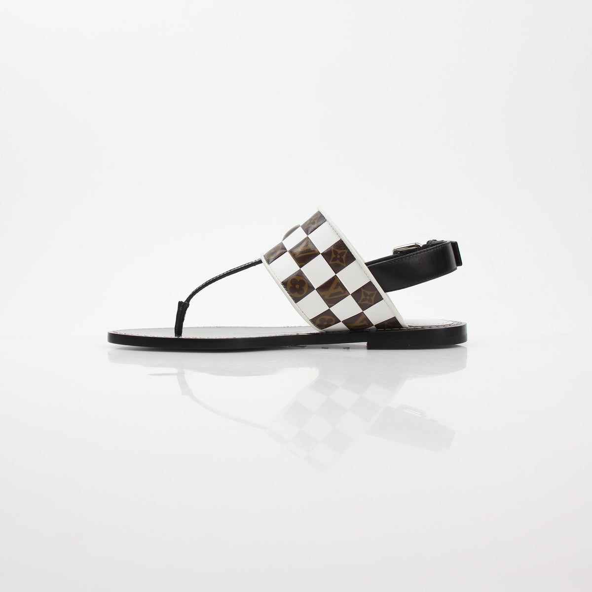 Louis Vuitton Black & White Monogram Matchmake Flat Thong Sandals