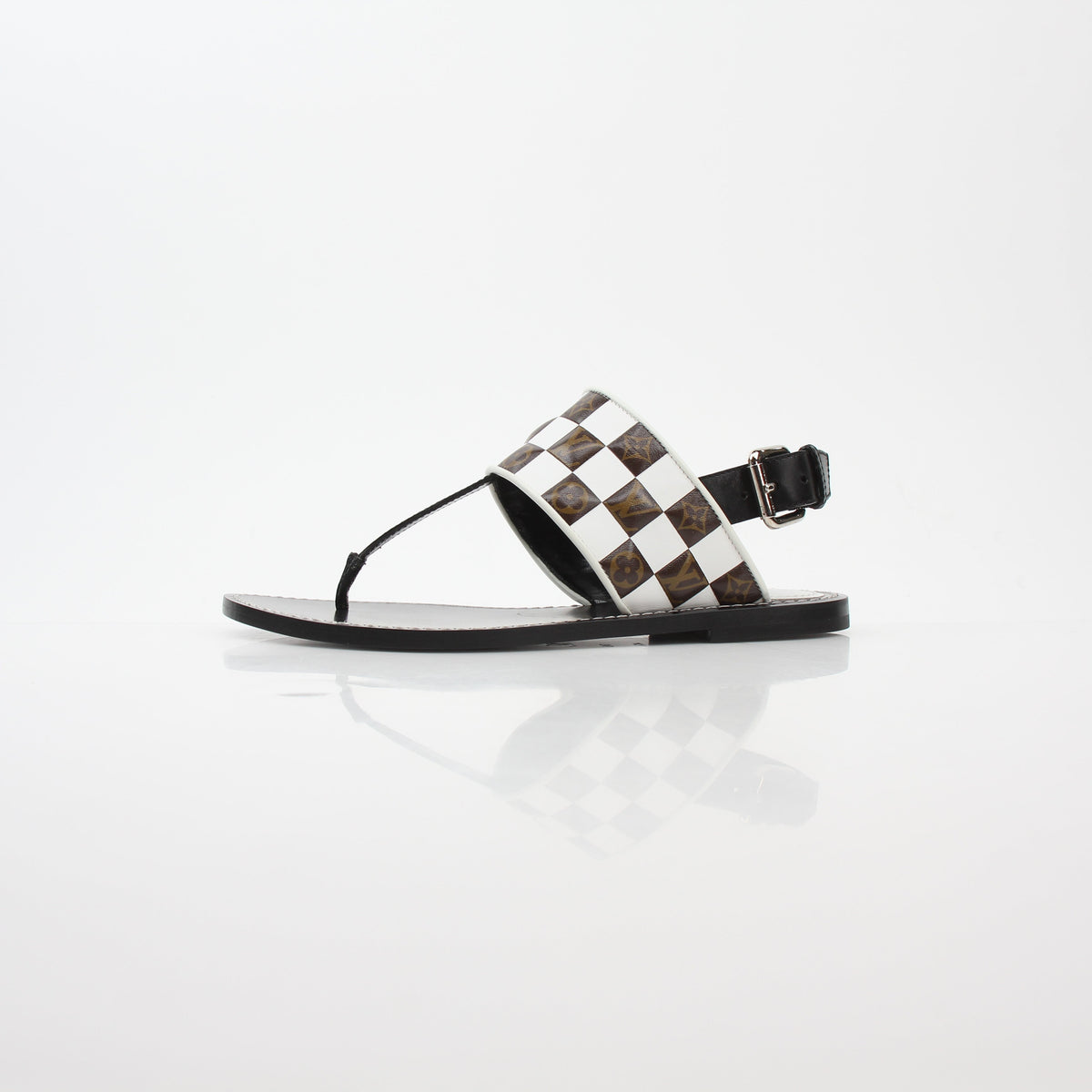 Louis Vuitton Black & White Monogram Matchmake Flat Thong Sandals