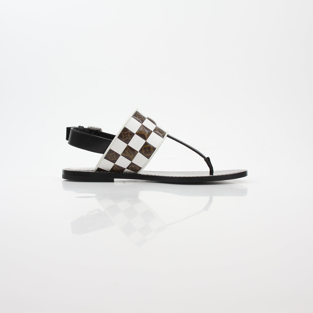 Louis Vuitton Black & White Monogram Matchmake Flat Thong Sandals