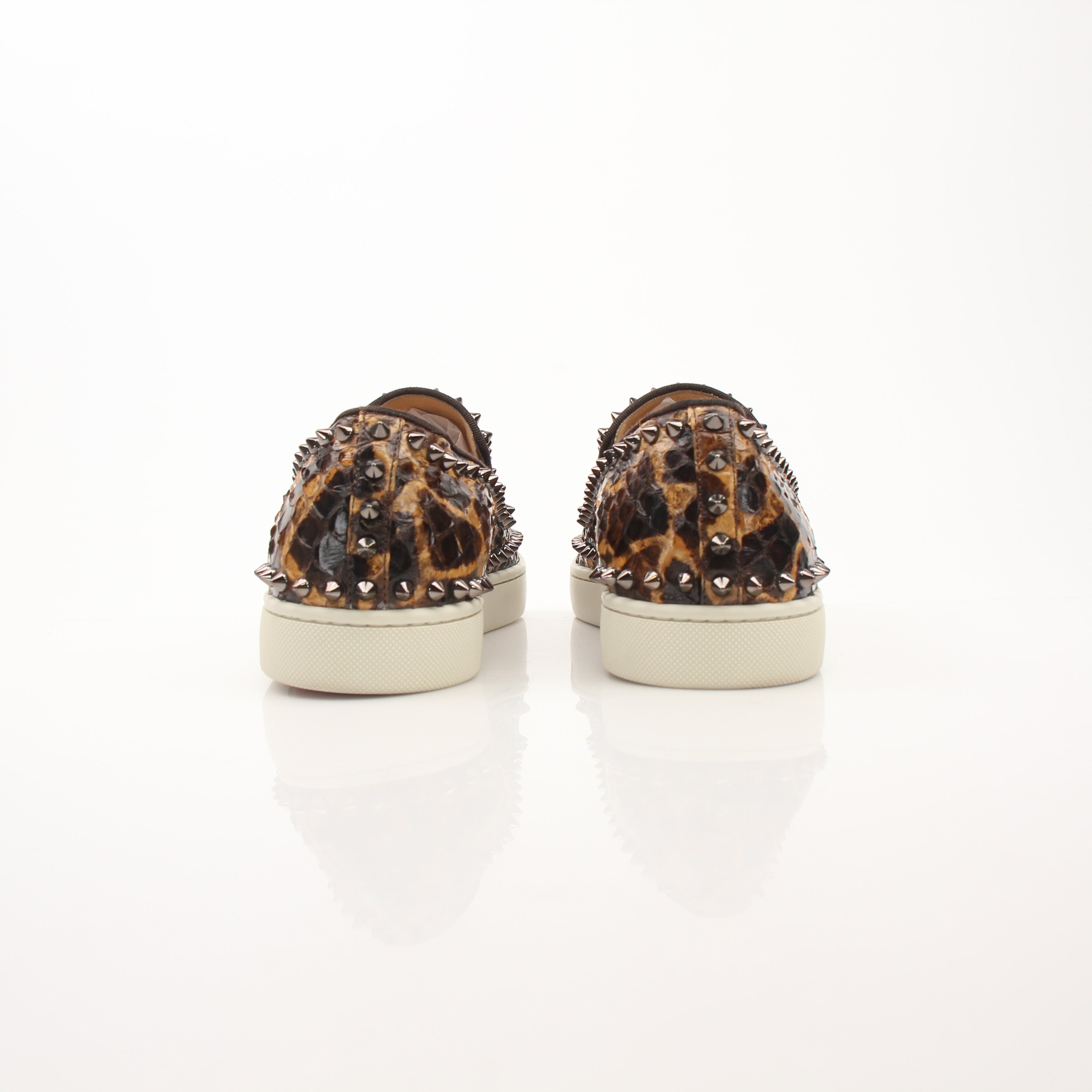 Christian Louboutin Men’s Pik Boat Leopard Print Python Sneakers