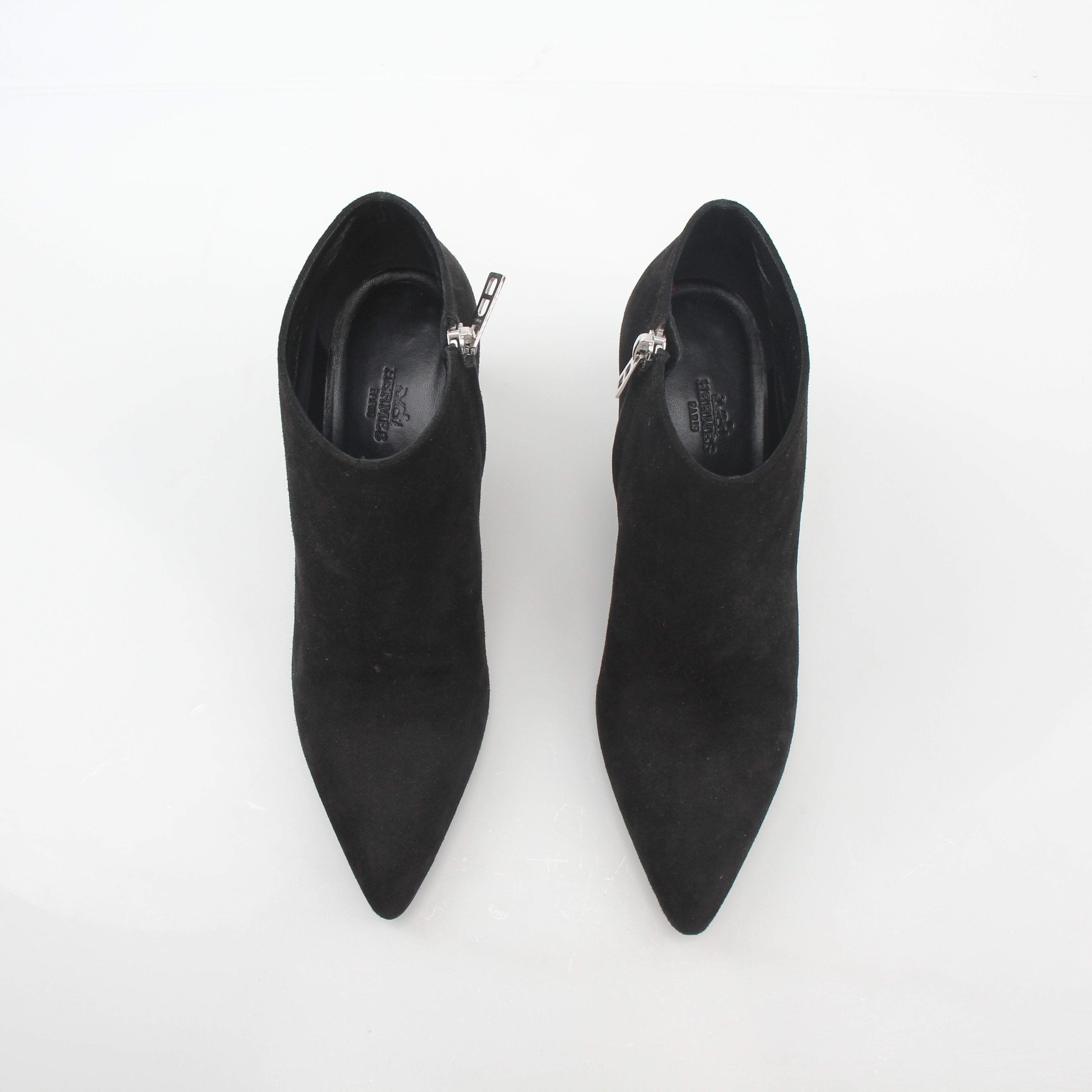 Hermès Black Suede Pointed-Toe Ankle Booties