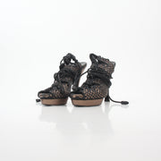 Hermès Black & Bronze Woven Leather Platform Heels
