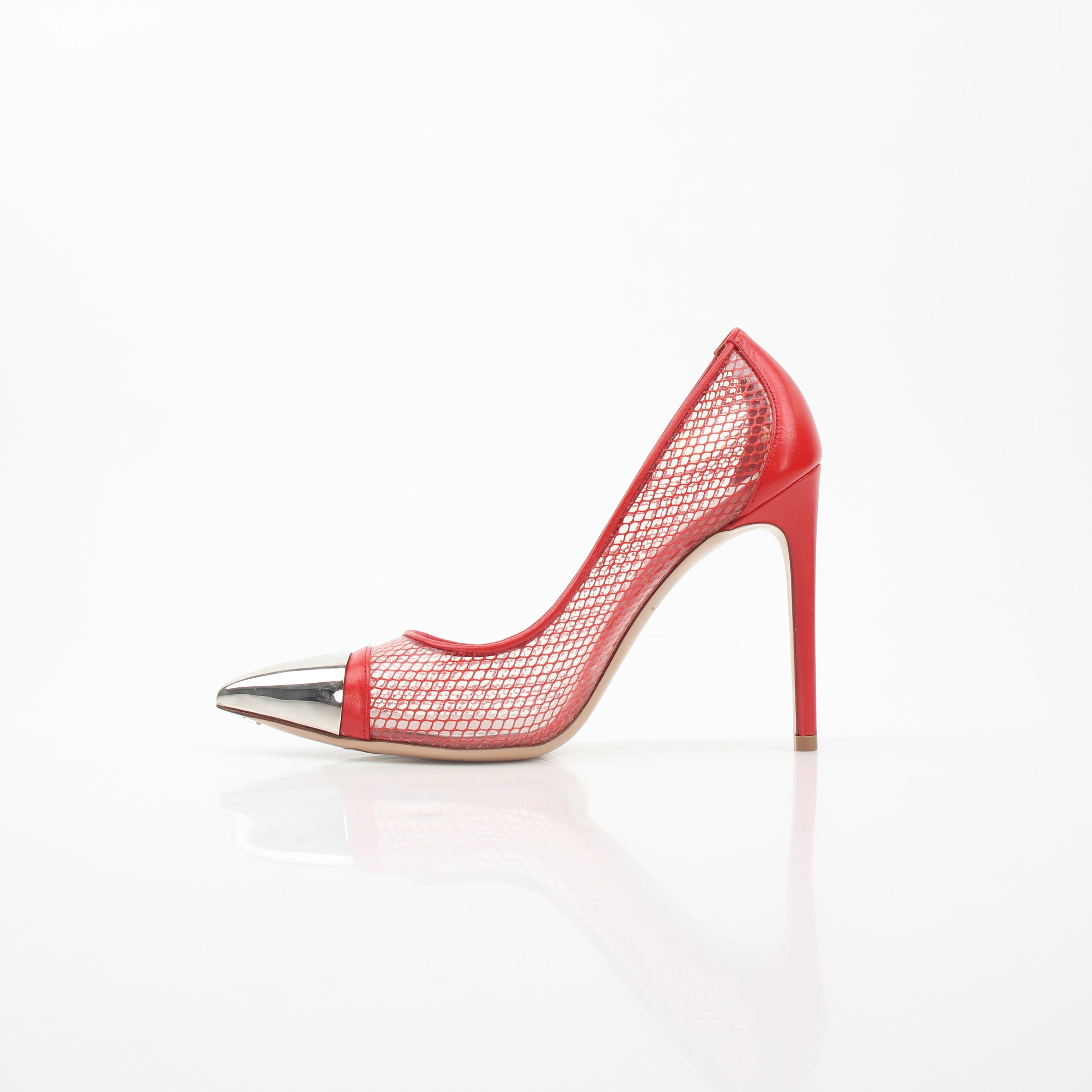 Louis Vuitton Red Urban Twist Mesh Pointed-Toe Pumps