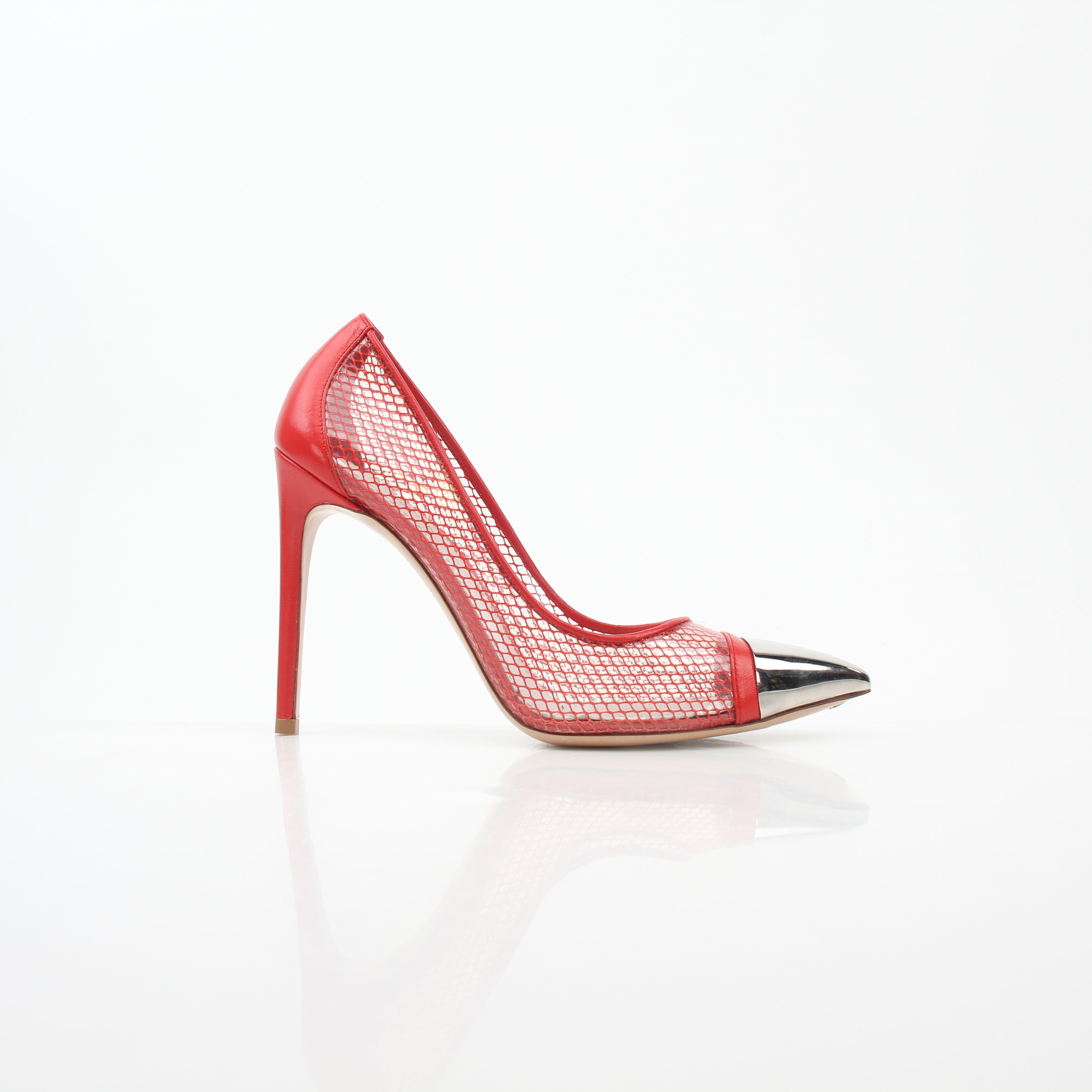 Louis Vuitton Red Urban Twist Mesh Pointed-Toe Pumps
