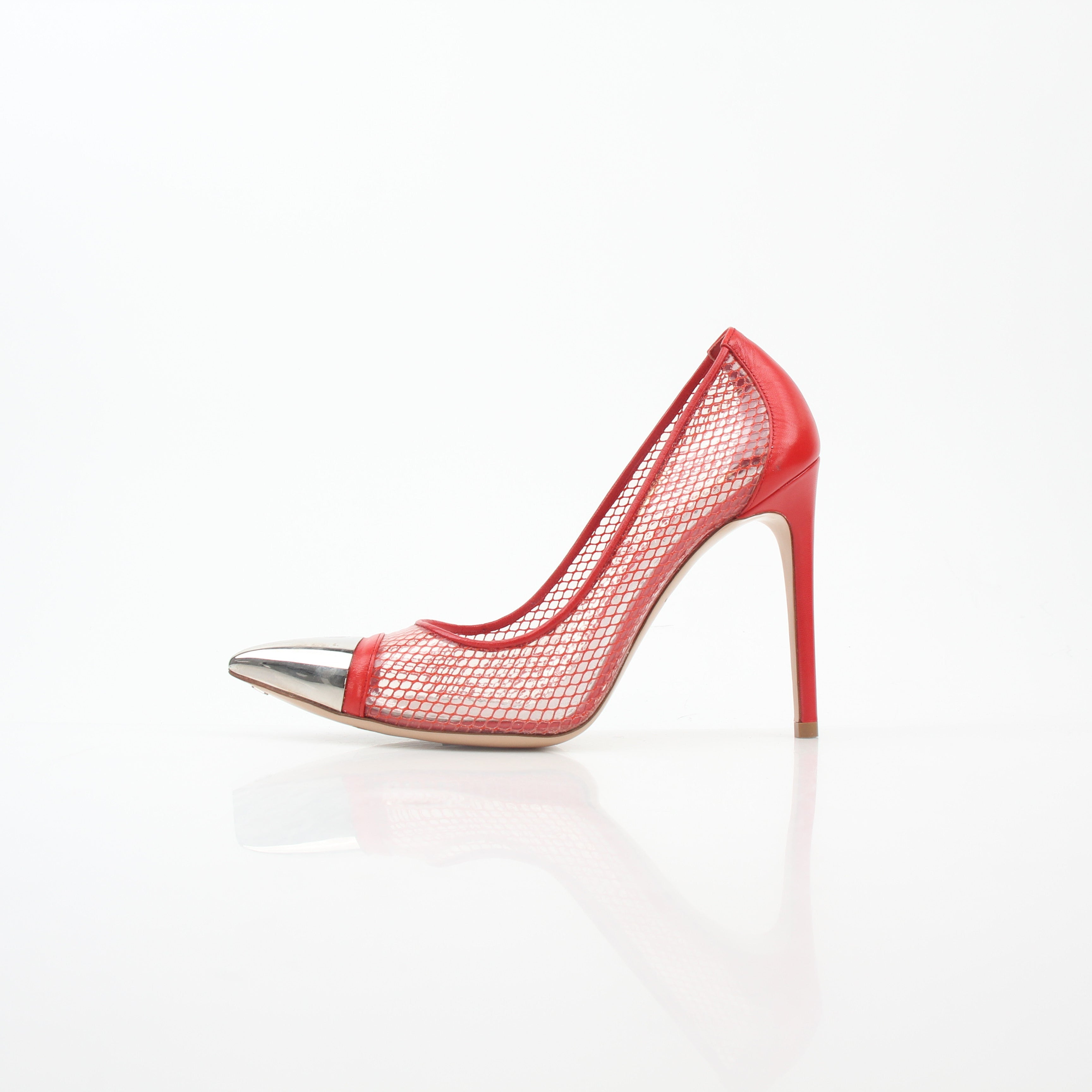 Louis Vuitton Red Urban Twist Mesh Pointed-Toe Pumps
