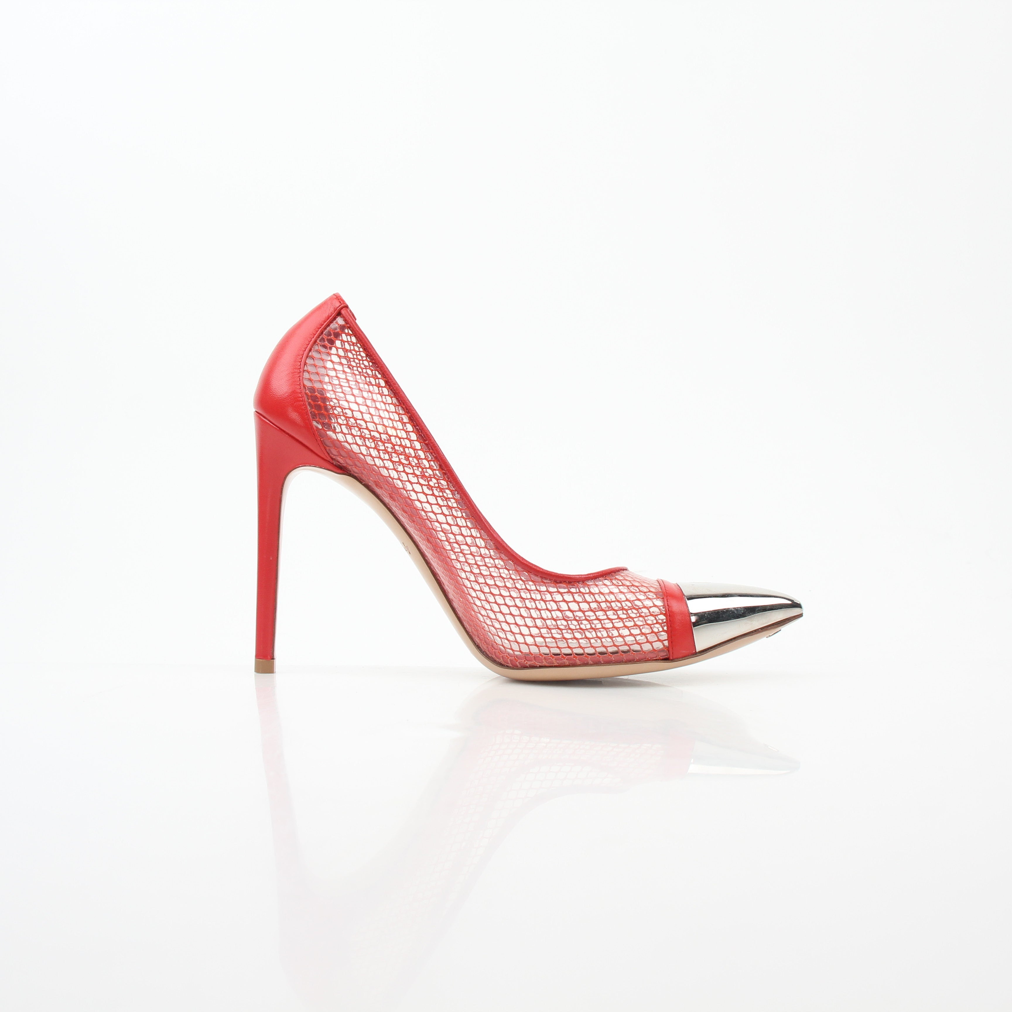 Louis Vuitton Red Urban Twist Mesh Pointed-Toe Pumps