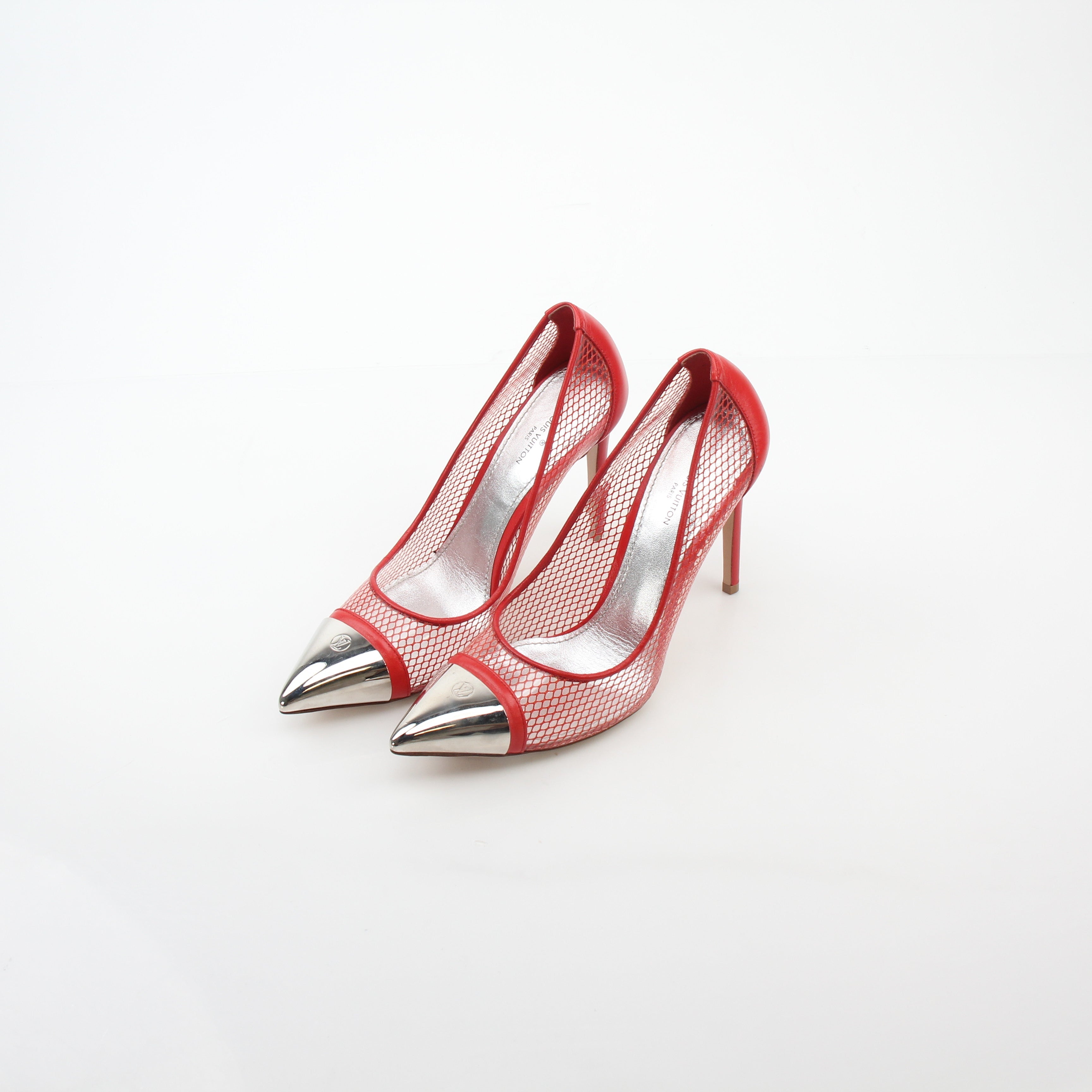 Louis Vuitton Red Urban Twist Mesh Pointed-Toe Pumps