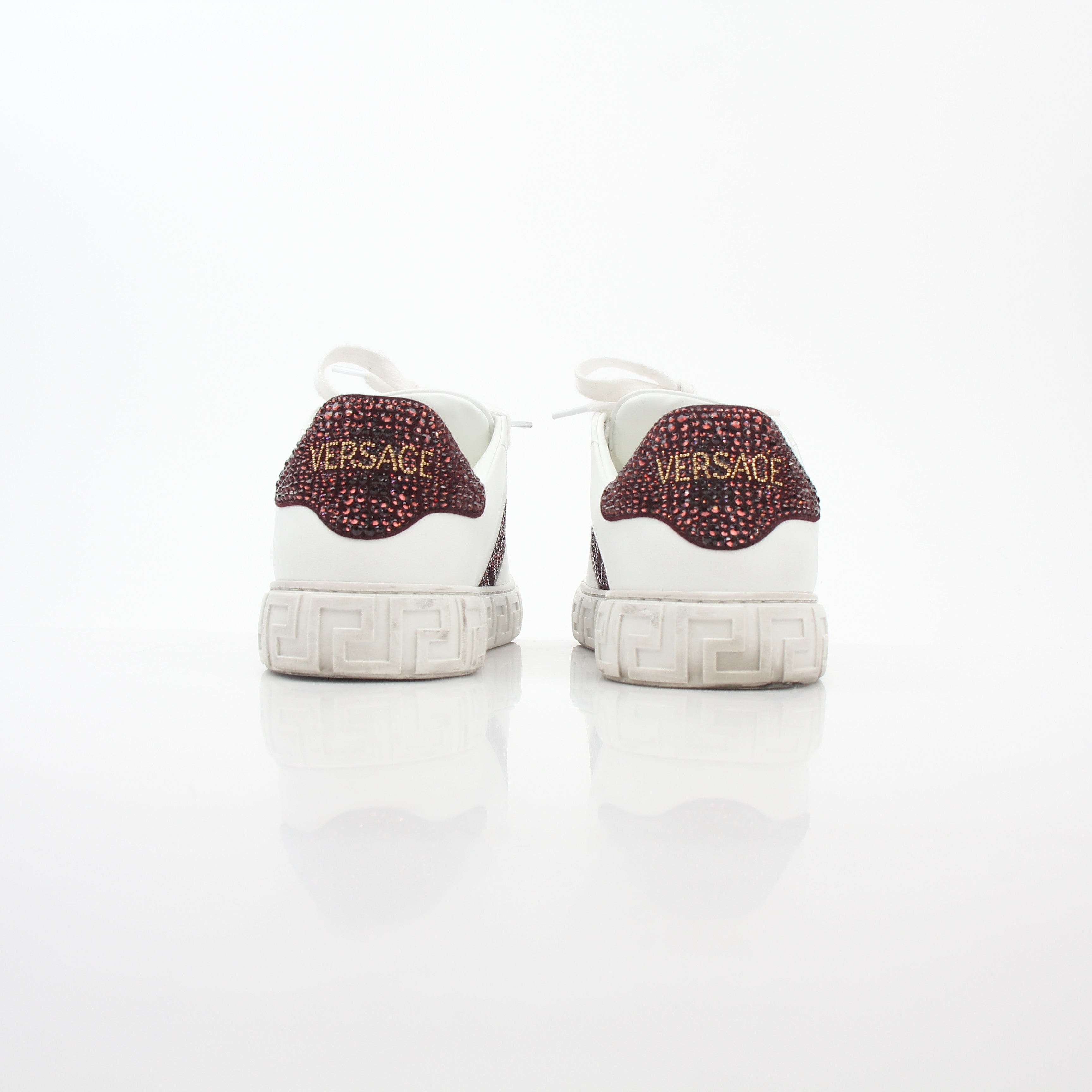 Versace Greca Embellished Leather Sneakers