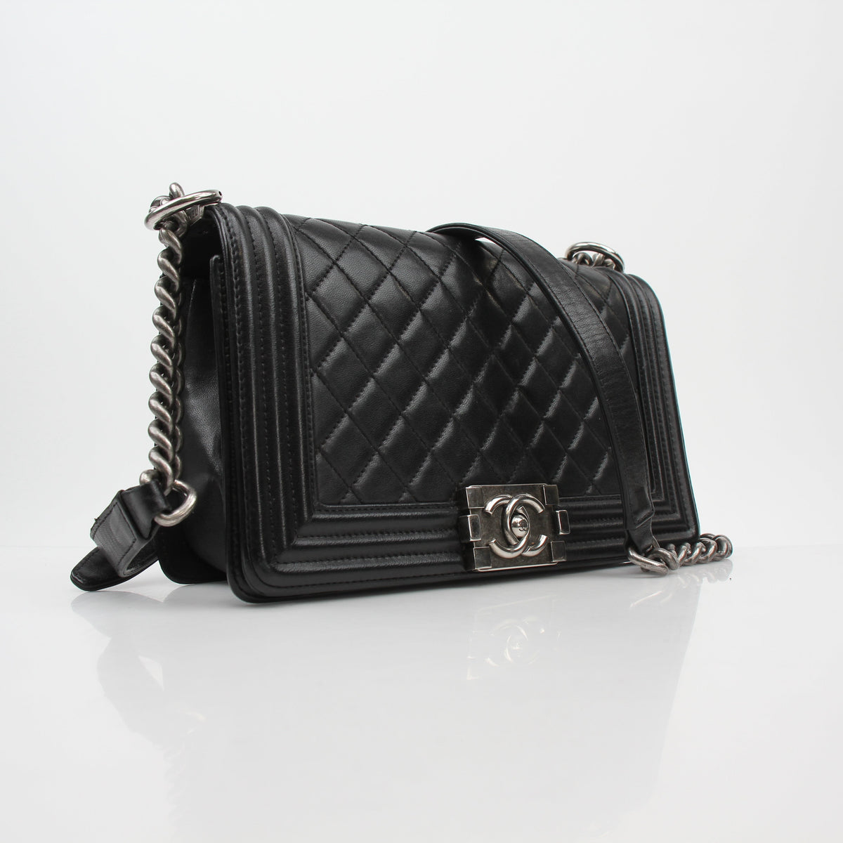 Chanel Black Quilted Calfskin Medium Boy Flap Bag