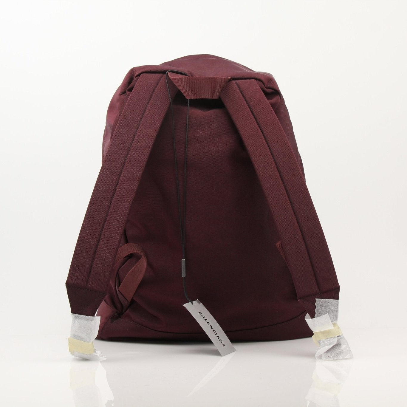 Balenciaga Nylon Explorer Backpack in black with adjustable straps, front zip pocket, and lightweight travel bag design.