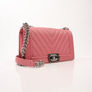 Chanel Chevron Quilted Medium Boy Flap Shoulder Bag