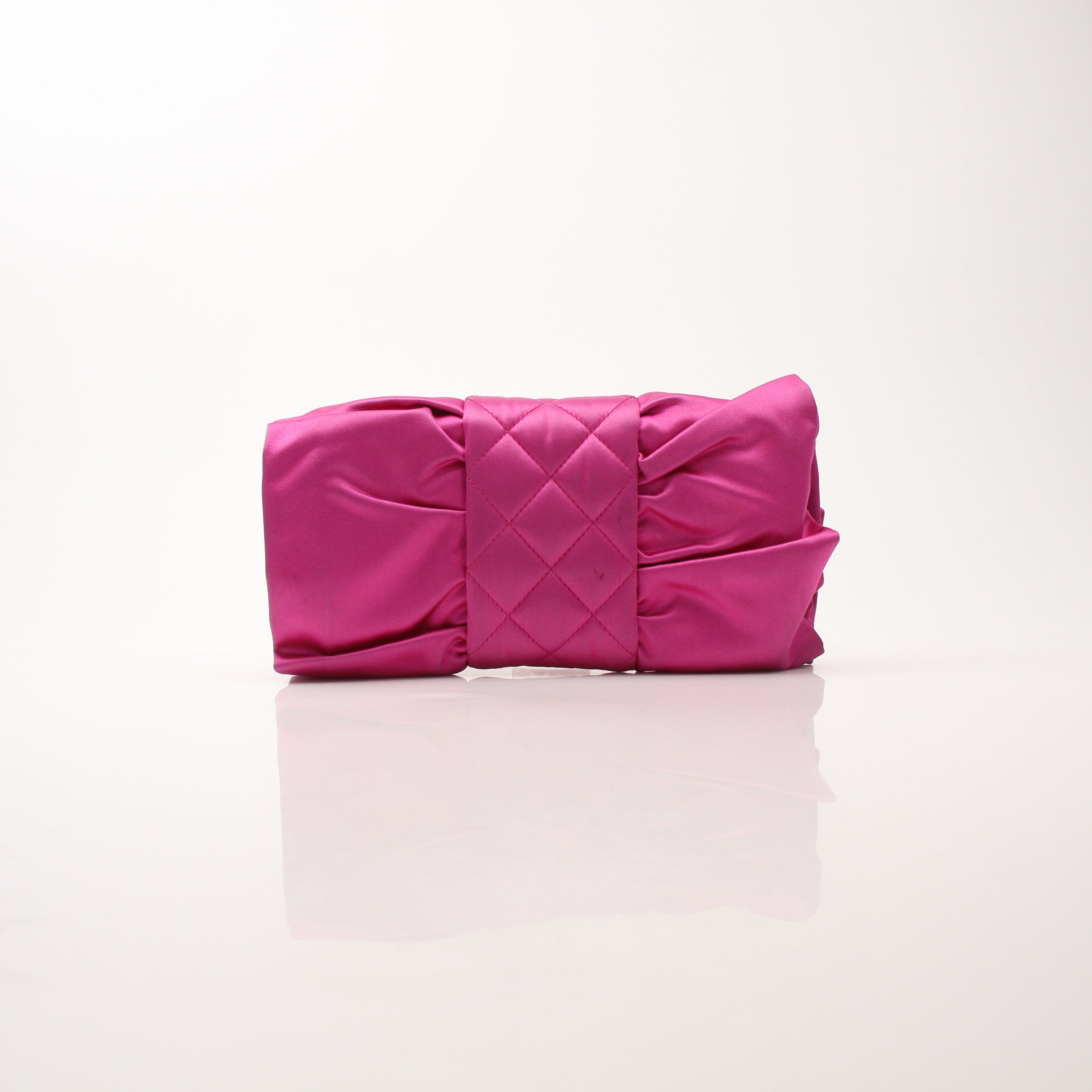 Chanel Quilted Satin Bow Clutch Bag