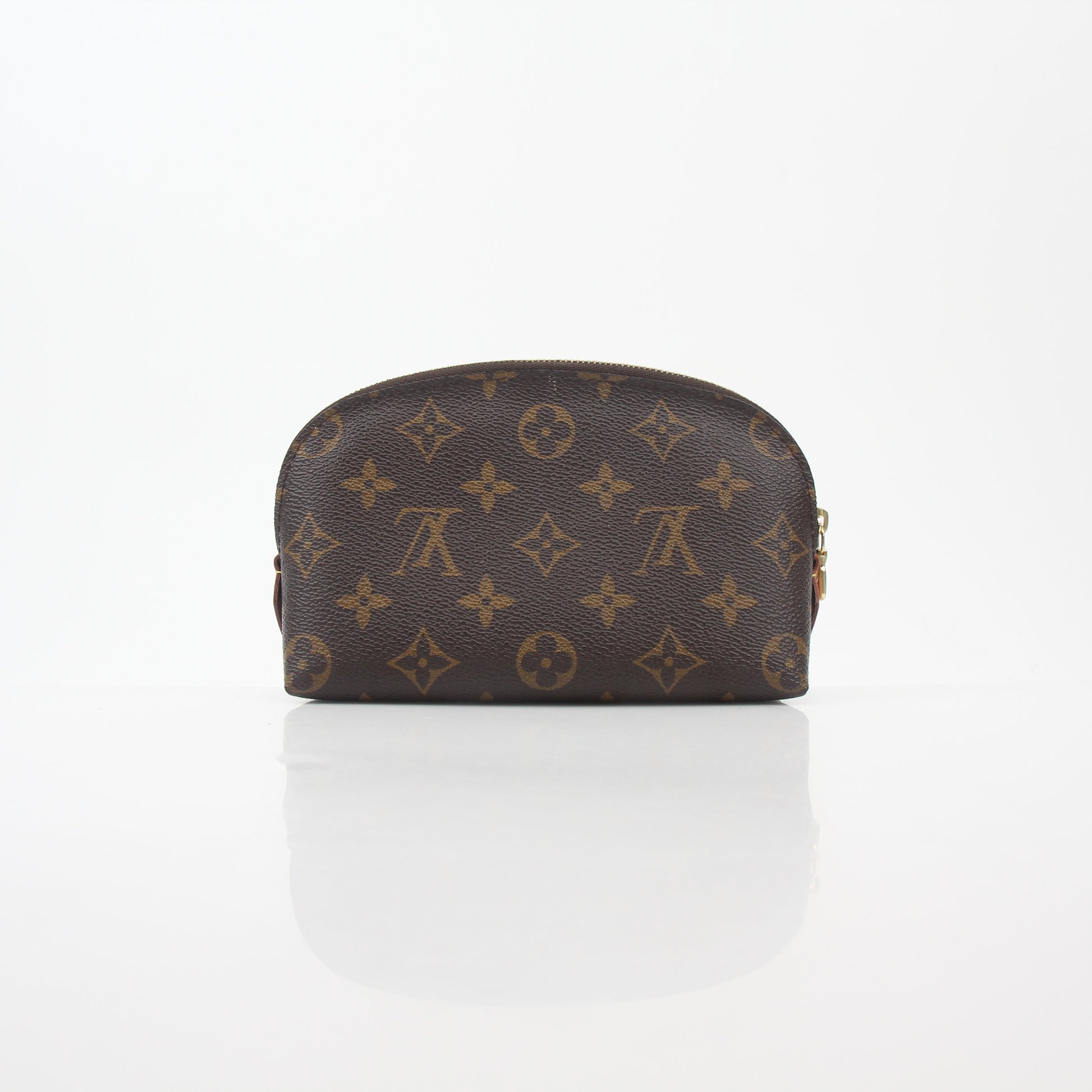 Louis Vuitton Monogram cosmetic pouch by Gold & Beyond, a stylish vanity case with iconic monogram design and compact storage.