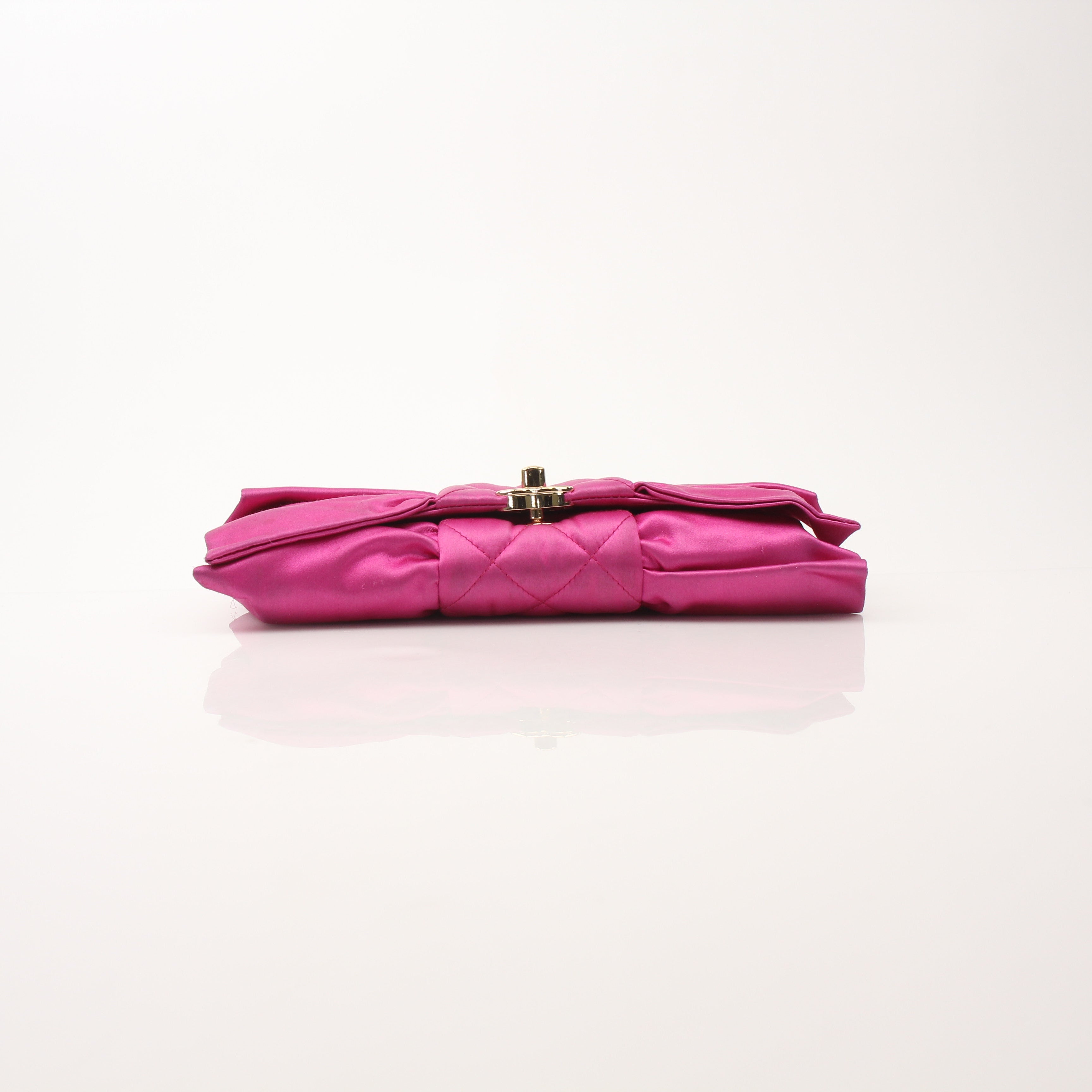 Chanel Quilted Satin Bow Clutch Bag