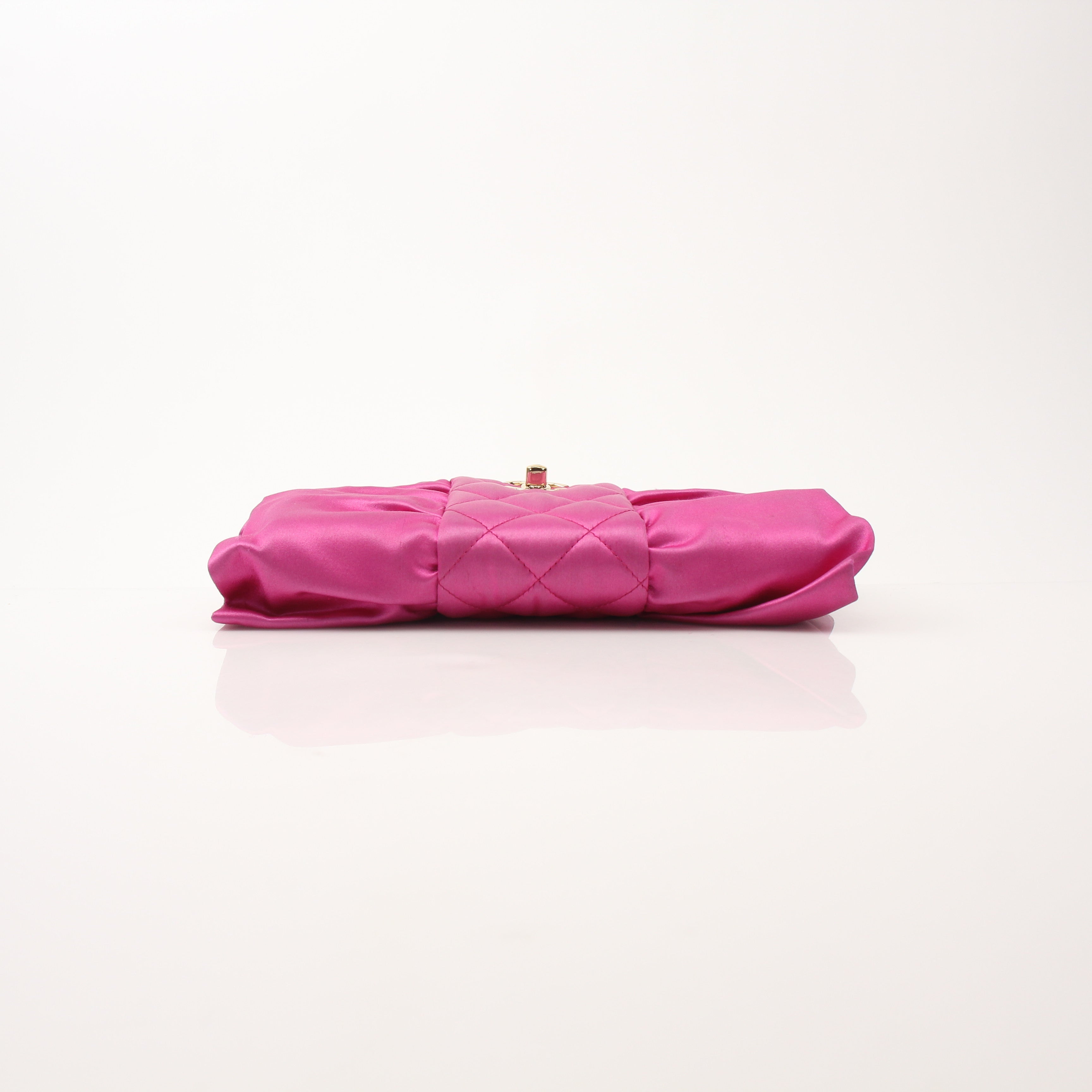 Chanel Quilted Satin Bow Clutch Bag