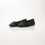 Chanel Women’s Black Textured Cap Toe Bow Ballet Flats