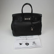 Hermès Birkin 35 handbag in luxurious leather with gold hardware, displayed by Gold & Beyond.