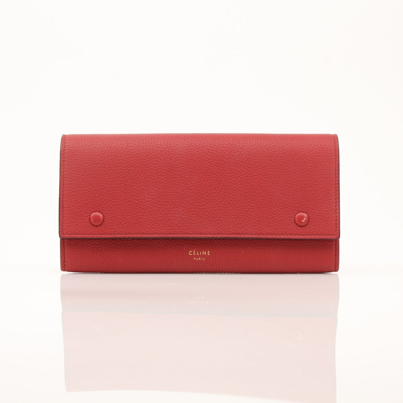 Gold & Beyond Celine Multifunction Flap Wallet with multiple card slots and sleek leather design.