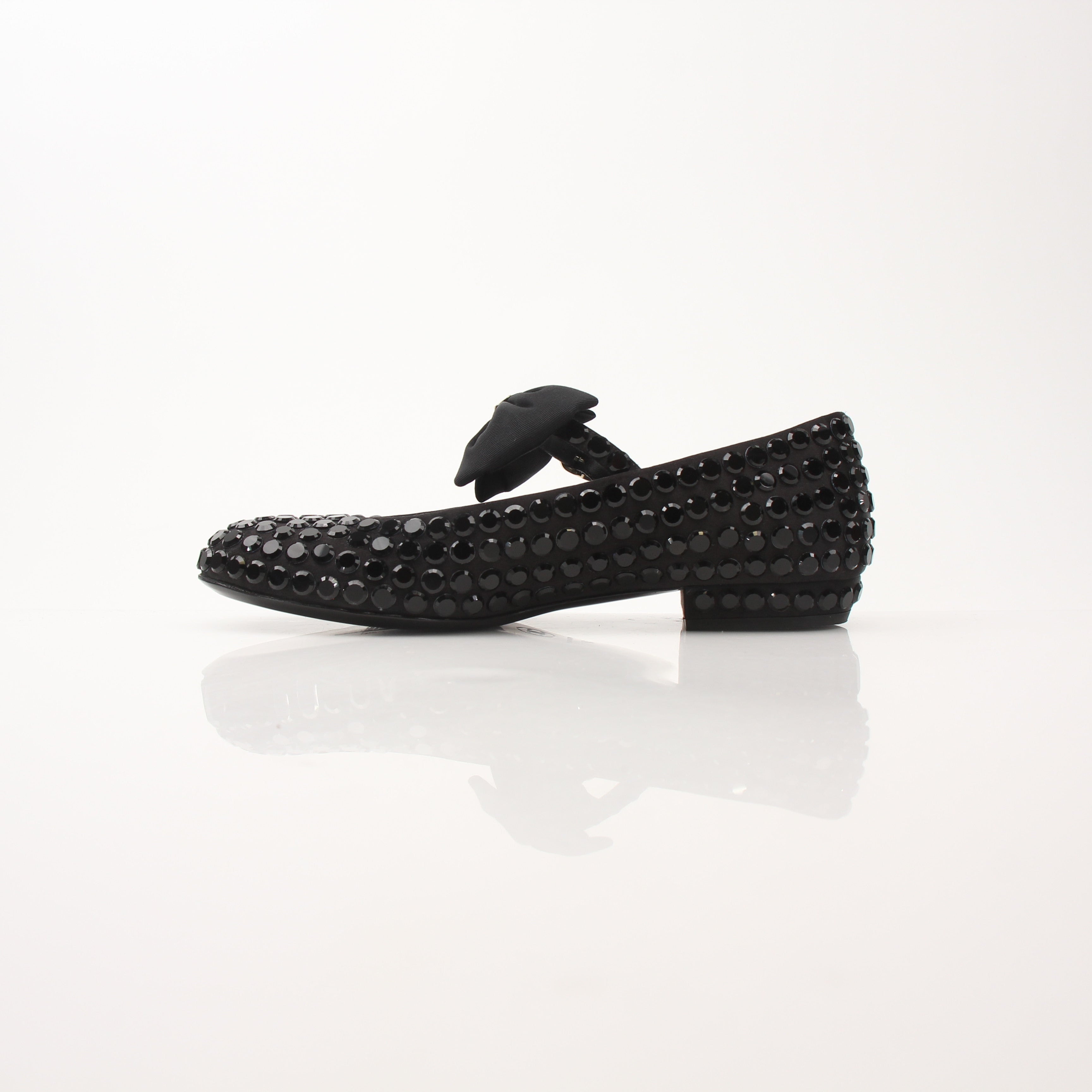 Chanel Women’s Satin Strass Bow Mary Jane Flats