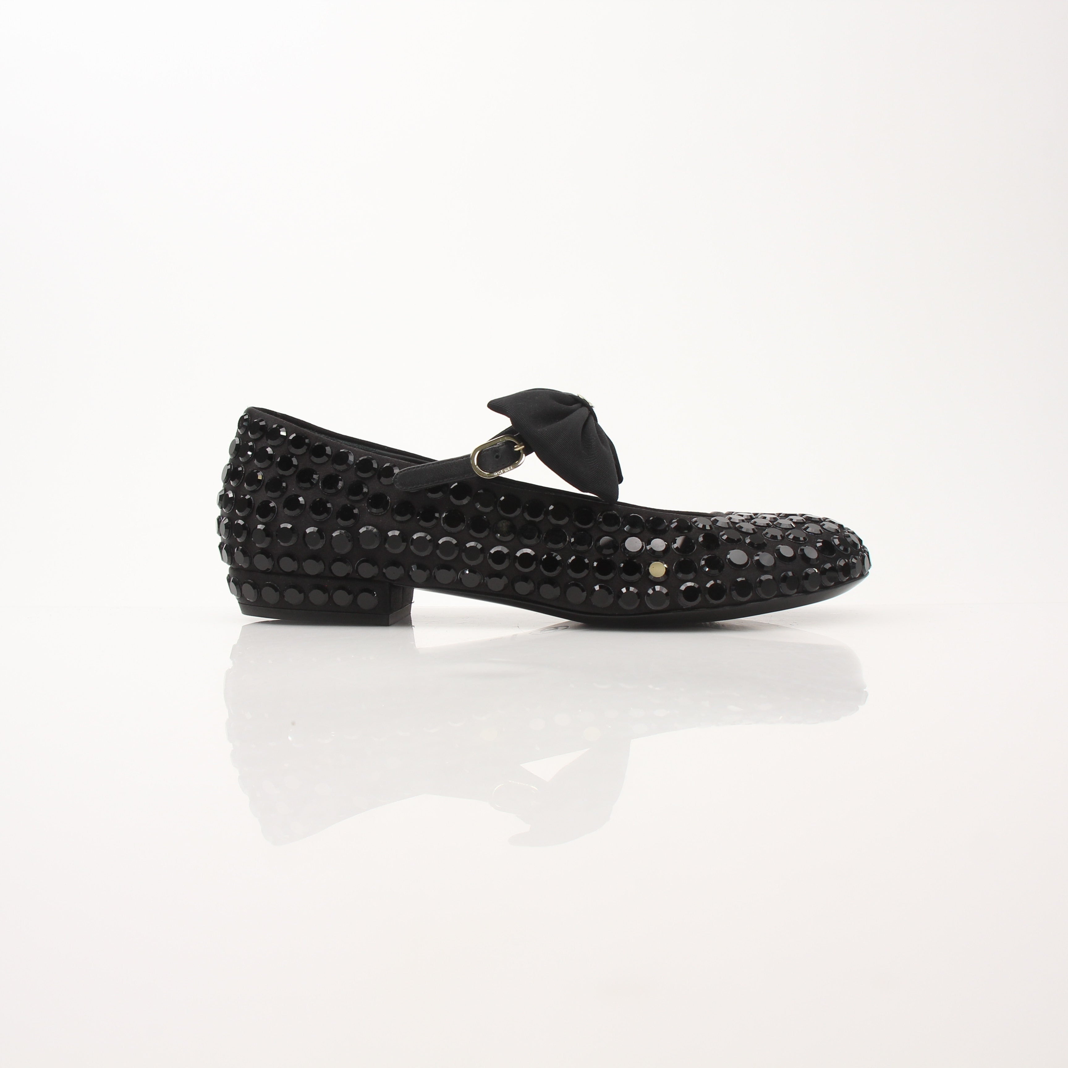 Chanel Women’s Satin Strass Bow Mary Jane Flats